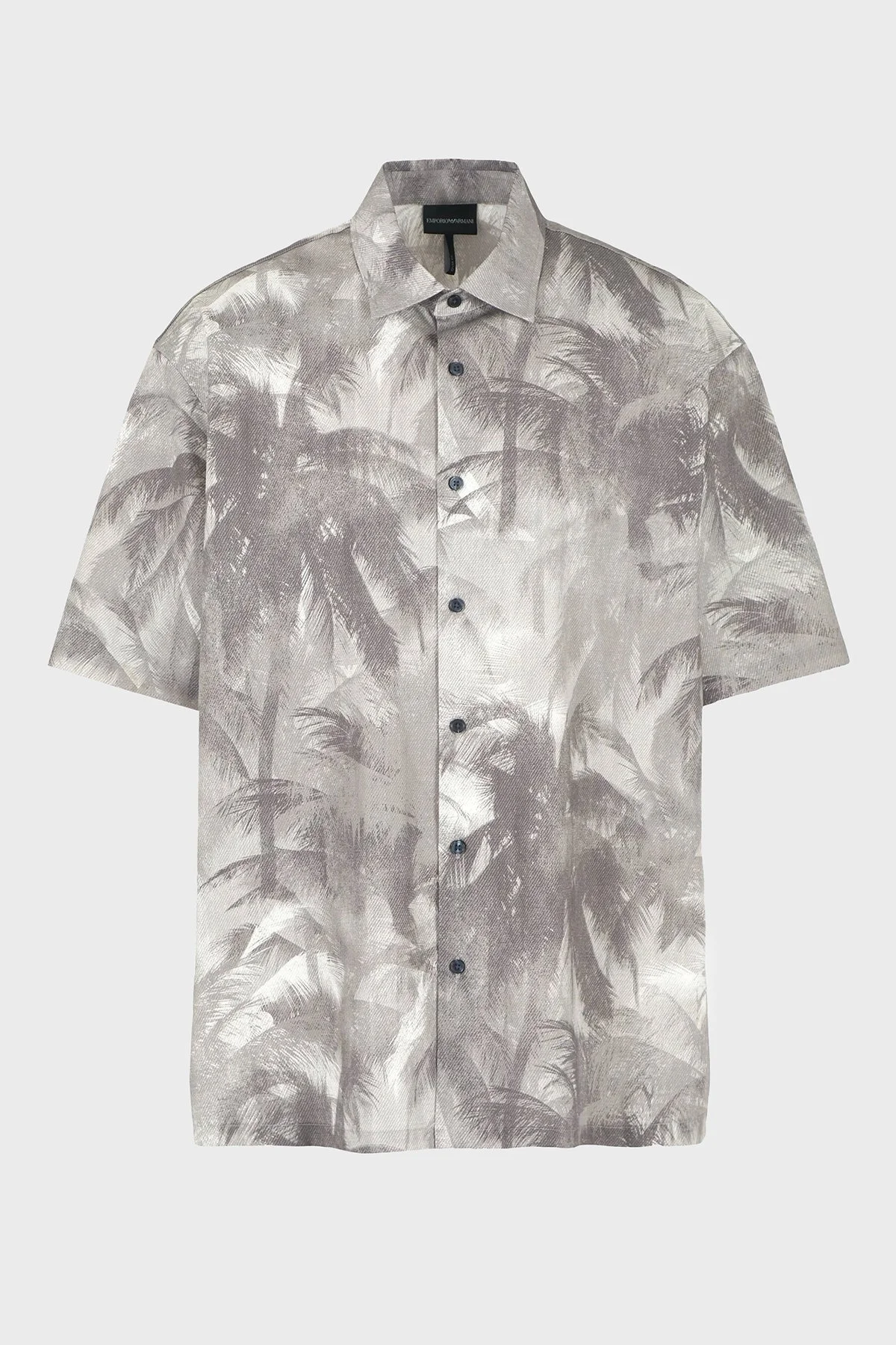 Emporio Armani Pamuklu İpeksi Oversize Kısa Kollu Erkek Gömlek 3D1CG7 1NRDZ F617 GRİ - 4