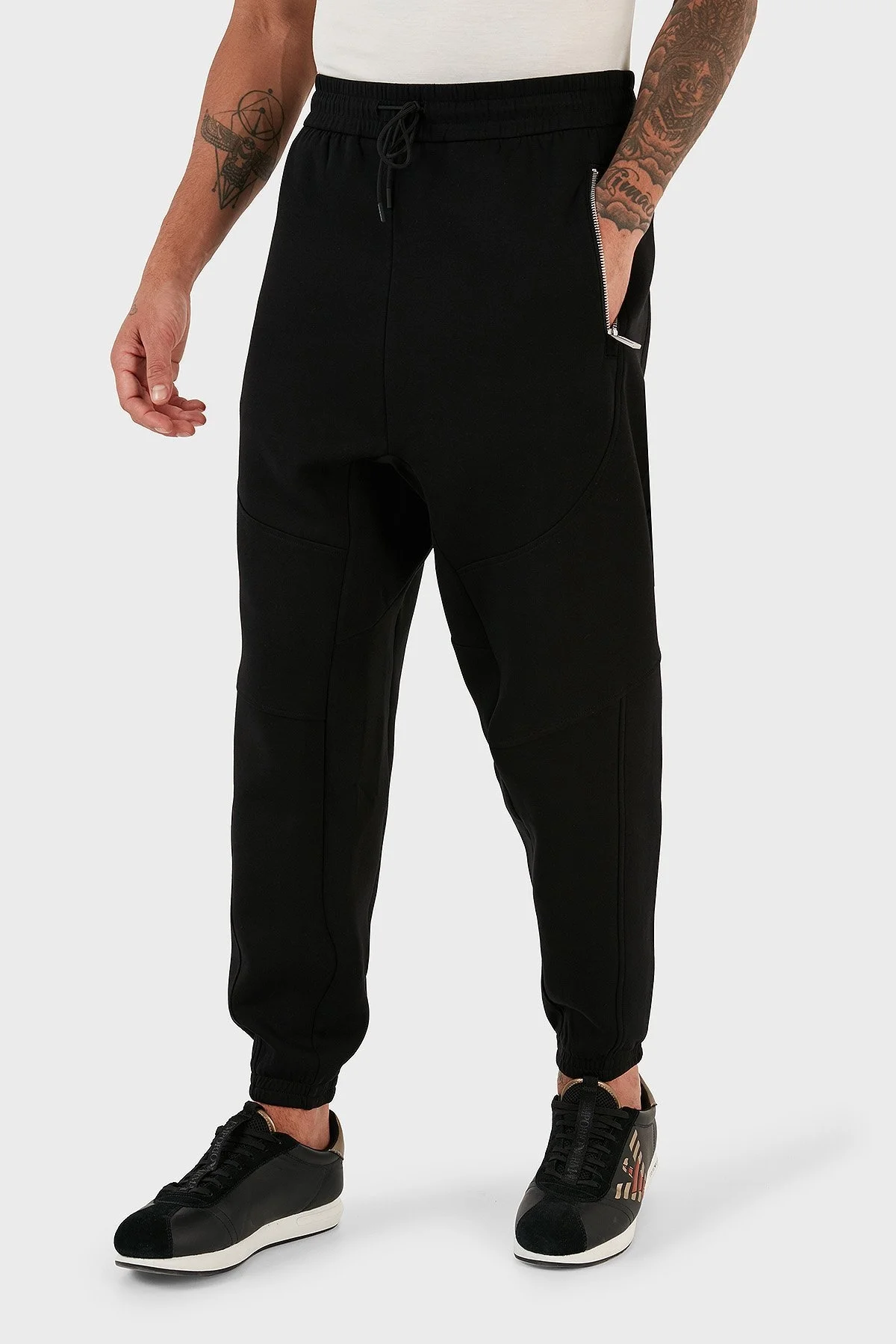Emporio Armani Pamuklu İpli Fermuar Cepli Regular Fit Jogger Spor Erkek Pantolon 6R1PU4 1JHSZ 0999 SİYAH - 1