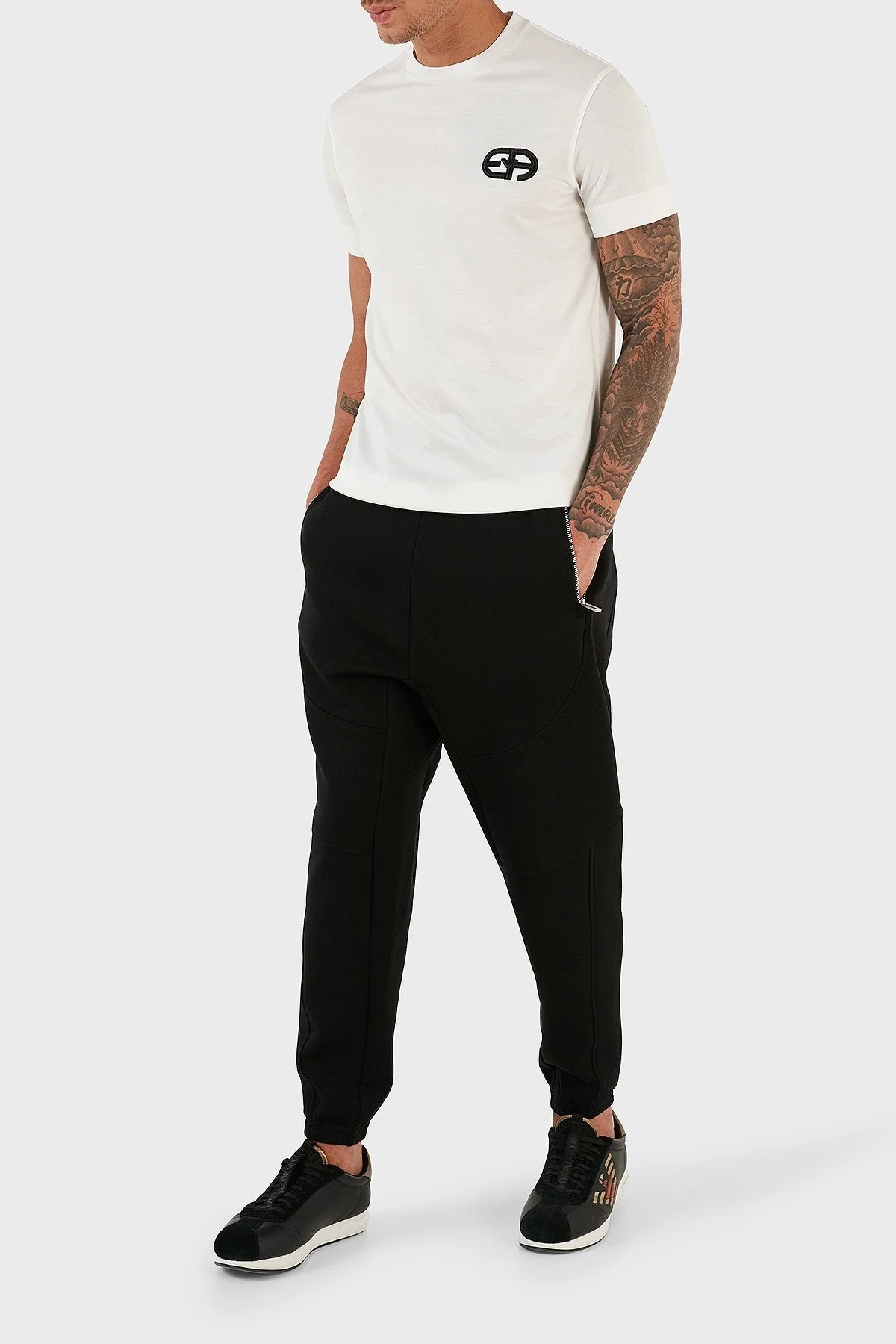 Emporio Armani Pamuklu İpli Fermuar Cepli Regular Fit Jogger Spor Erkek Pantolon 6R1PU4 1JHSZ 0999 SİYAH - 2