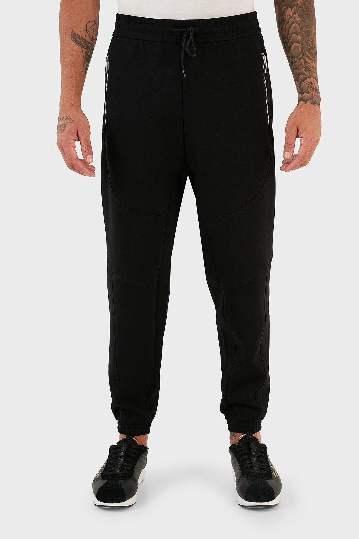 Emporio Armani Pamuklu İpli Fermuar Cepli Regular Fit Jogger Spor Erkek Pantolon 6R1PU4 1JHSZ 0999 SİYAH - 4
