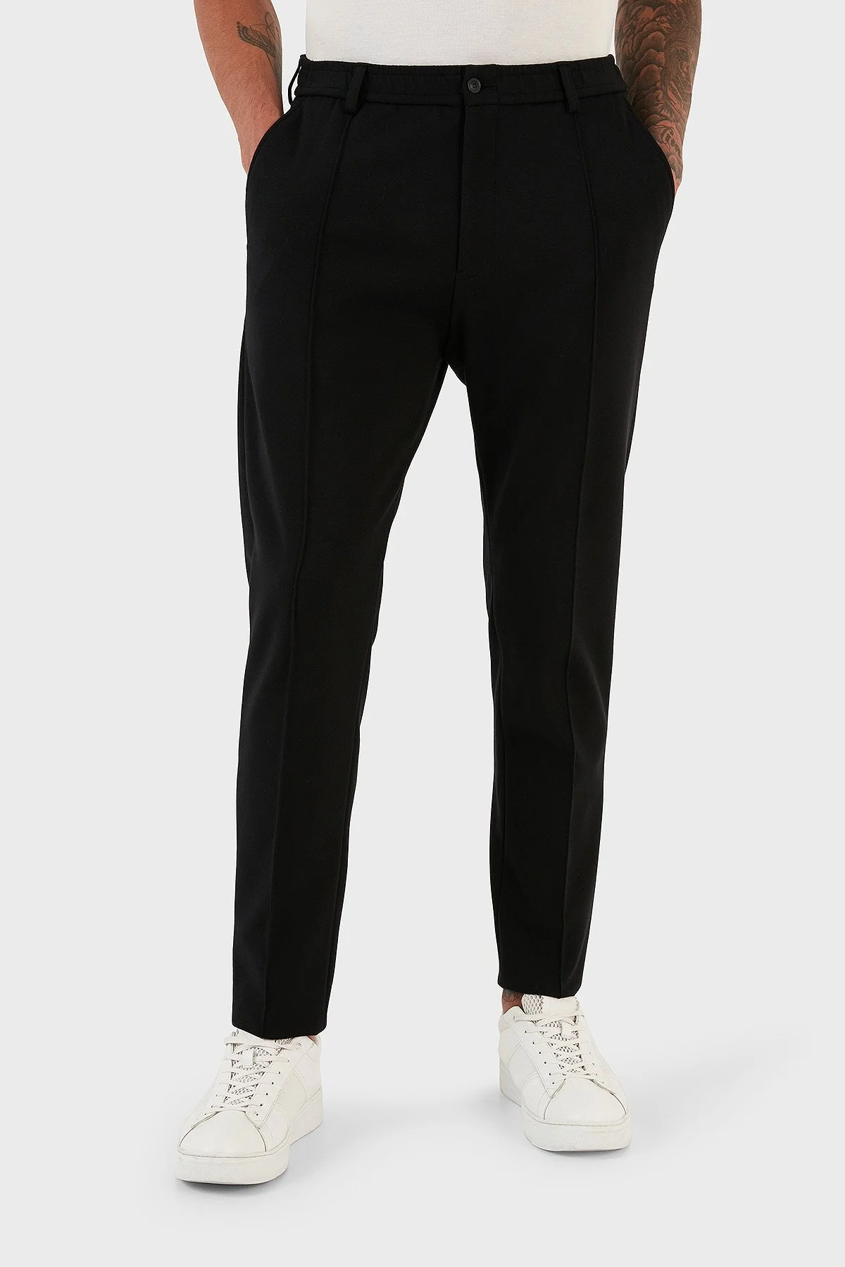 Emporio Armani Pamuklu İzli Normal Paça Regular Fit Erkek Pantolon H41P59 E1059 999 SİYAH - 4