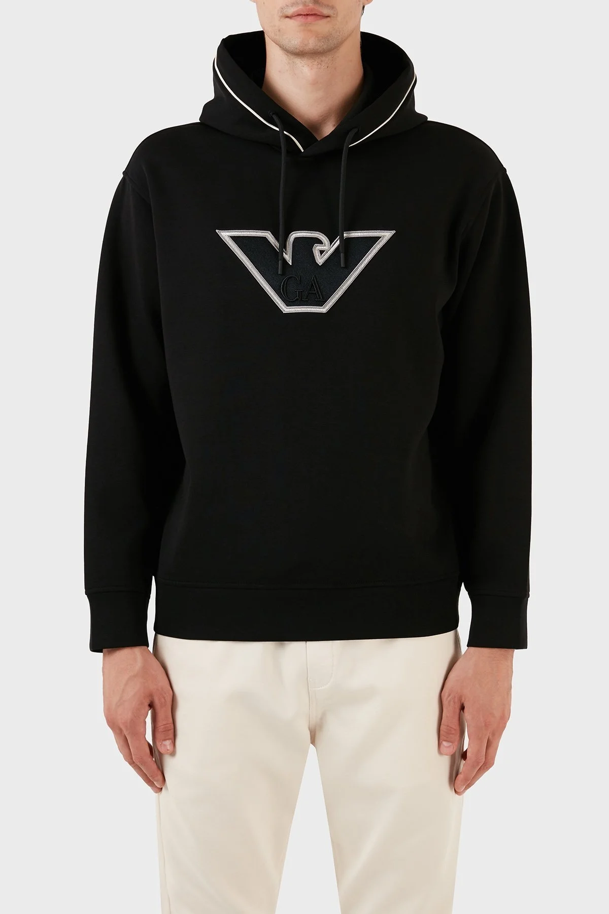 Emporio Armani Pamuklu Kapüşonlu Nakışlı Logo Baskılı Regular Fit Erkek Sweat 6R1ME5 1JHSZ 00A2 SİYAH - 1