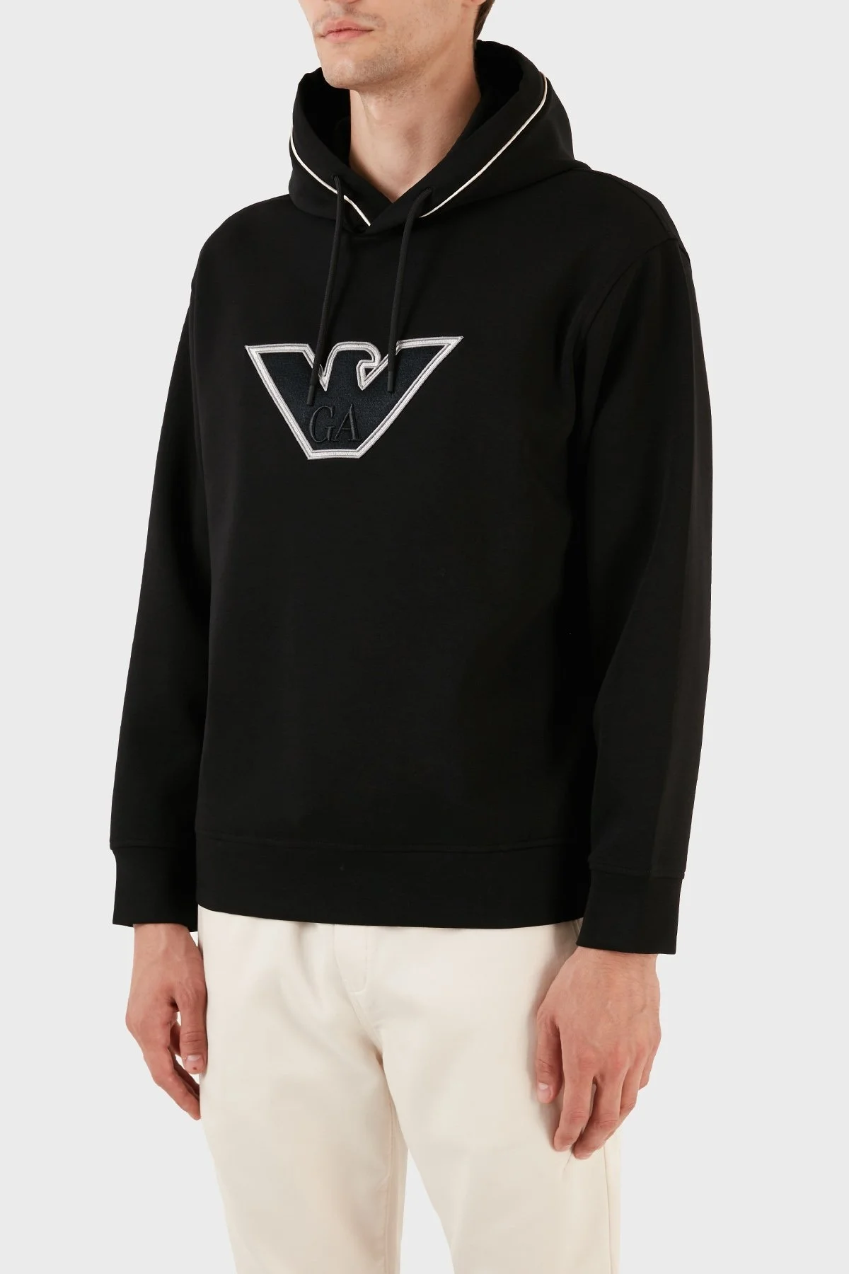 Emporio Armani Pamuklu Kapüşonlu Nakışlı Logo Baskılı Regular Fit Erkek Sweat 6R1ME5 1JHSZ 00A2 SİYAH - 3