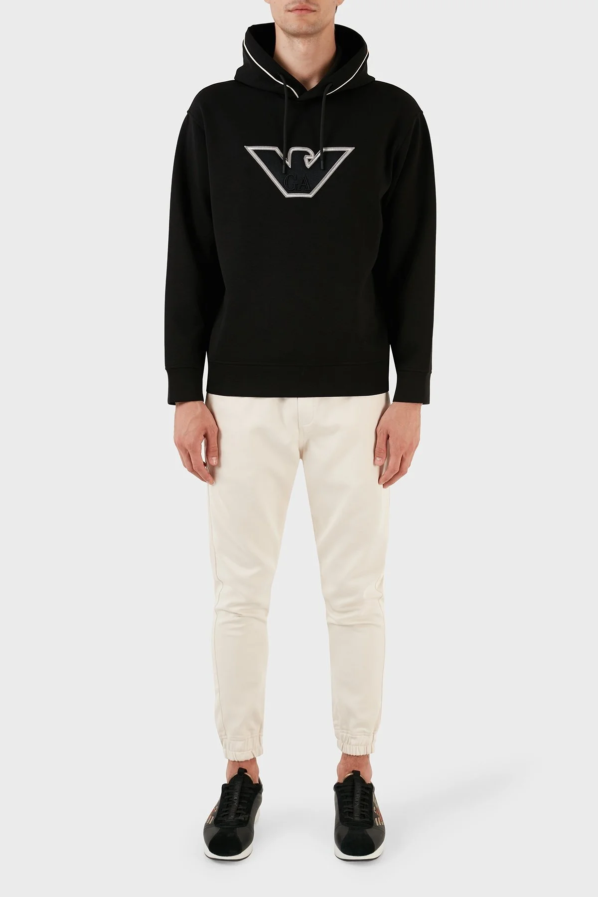 Emporio Armani Pamuklu Kapüşonlu Nakışlı Logo Baskılı Regular Fit Erkek Sweat 6R1ME5 1JHSZ 00A2 SİYAH - 4