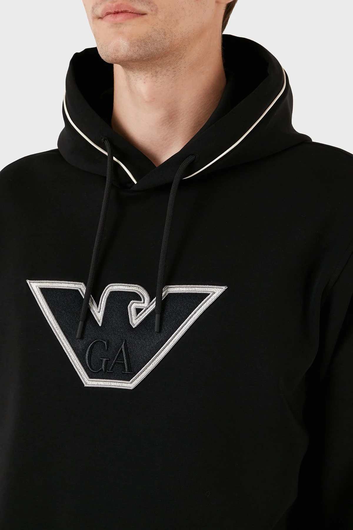 Emporio Armani Pamuklu Kapüşonlu Nakışlı Logo Baskılı Regular Fit Erkek Sweat 6R1ME5 1JHSZ 00A2 SİYAH - 5