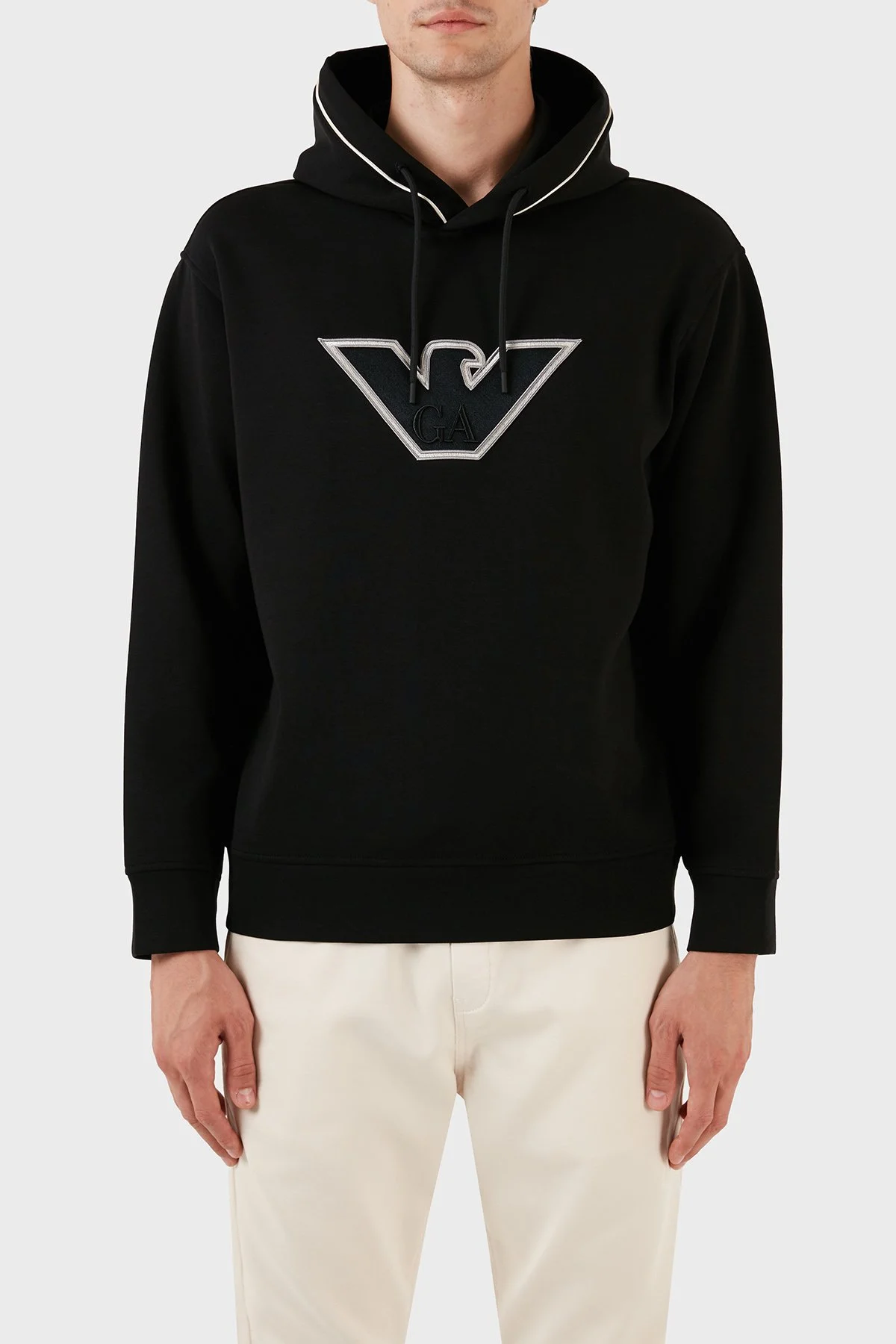 Emporio Armani Pamuklu Kapüşonlu Nakışlı Logo Baskılı Regular Fit Erkek Sweat 6R1ME5 1JHSZ 00A2 SİYAH - 1
