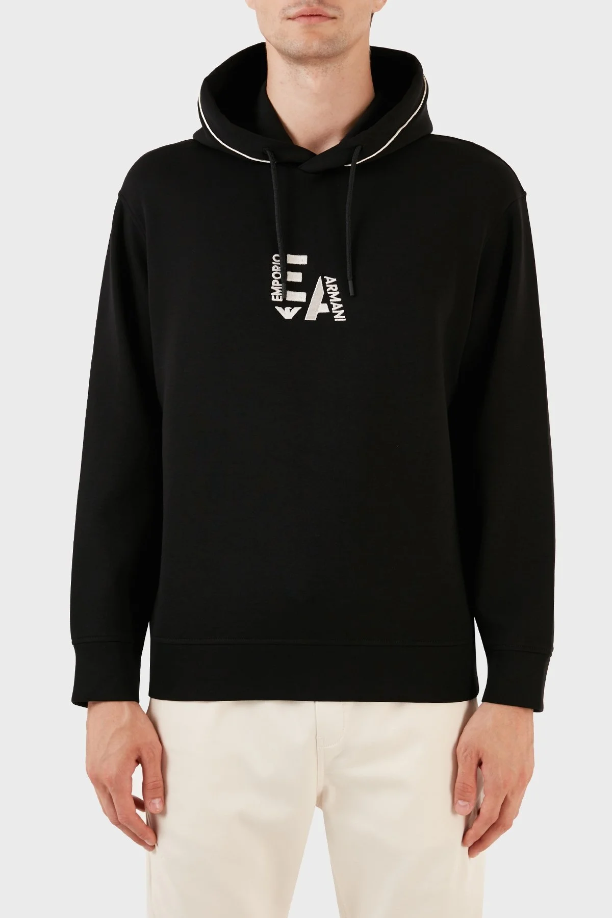 Emporio Armani Pamuklu Kapüşonlu Nakışlı Logo Baskılı Regular Fit Erkek Sweat 6R1ME5 1JHSZ 00A3 SİYAH - 1