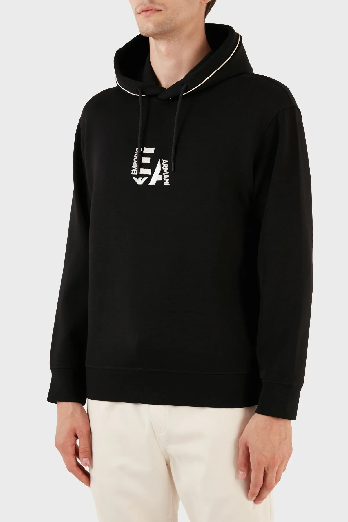 Emporio Armani Pamuklu Kapüşonlu Nakışlı Logo Baskılı Regular Fit Erkek Sweat 6R1ME5 1JHSZ 00A3 SİYAH - 4