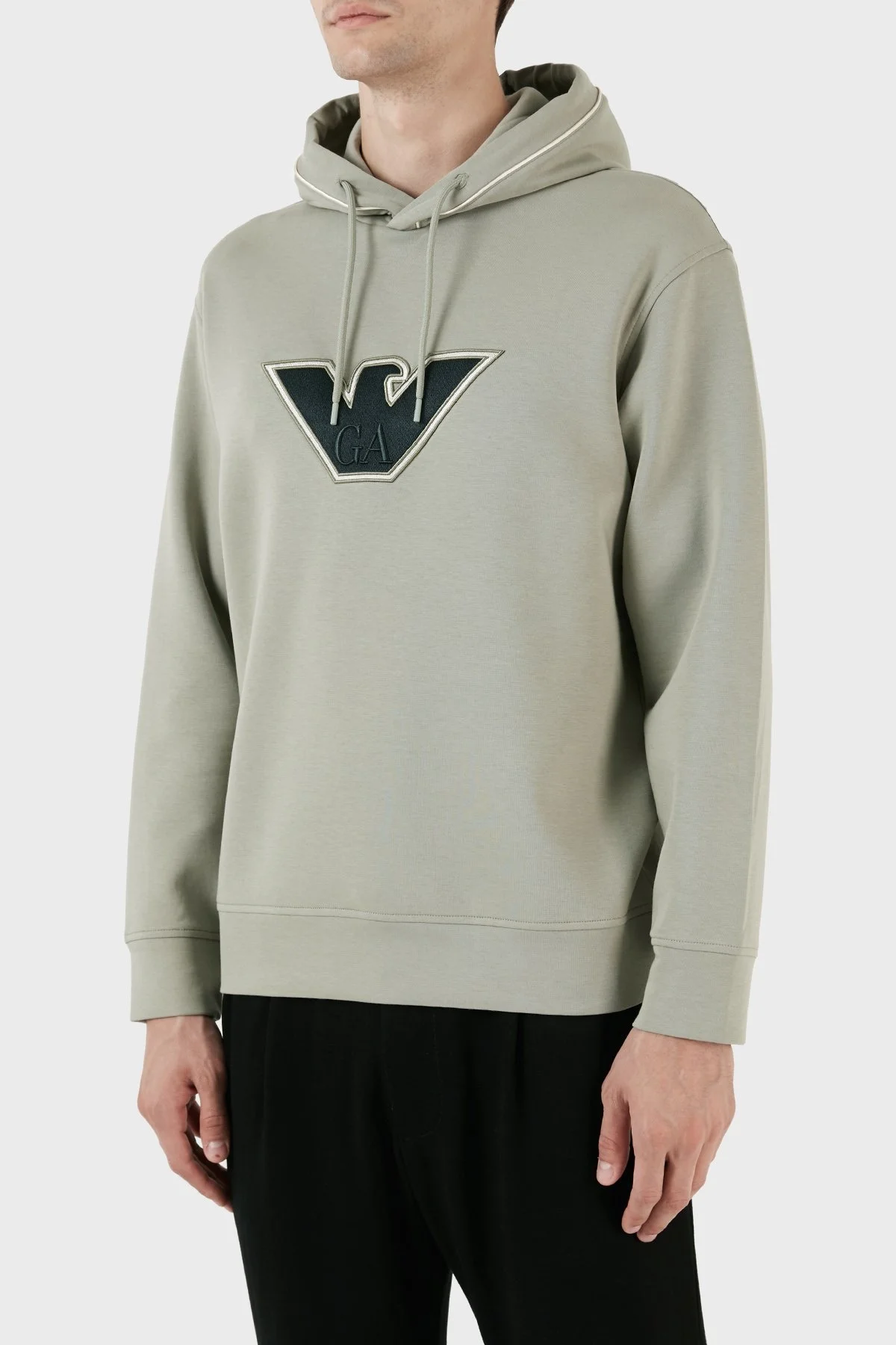 Emporio Armani Pamuklu Kapüşonlu Nakışlı Logo Baskılı Regular Fit Erkek Sweat 6R1ME5 1JHSZ 05B6 MİNT - 3
