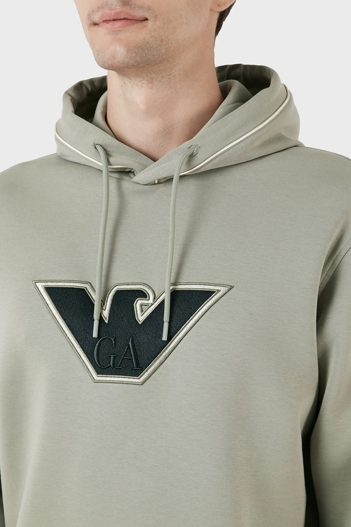 Emporio Armani Pamuklu Kapüşonlu Nakışlı Logo Baskılı Regular Fit Erkek Sweat 6R1ME5 1JHSZ 05B6 MİNT - 5