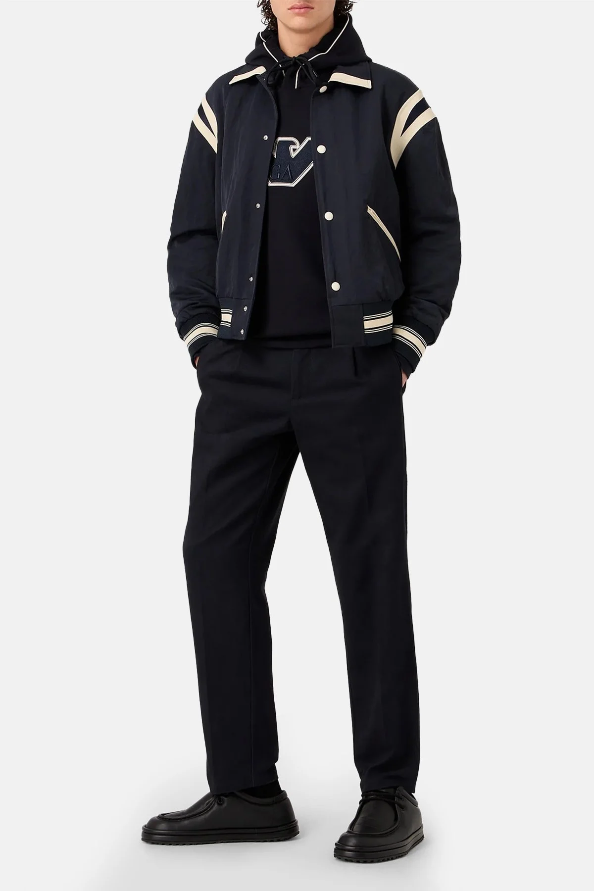 Emporio Armani Pamuklu Kapüşonlu Nakışlı Logo Baskılı Regular Fit Erkek Sweat 6R1ME5 1JHSZ 09Q5 LACİVERT - 3