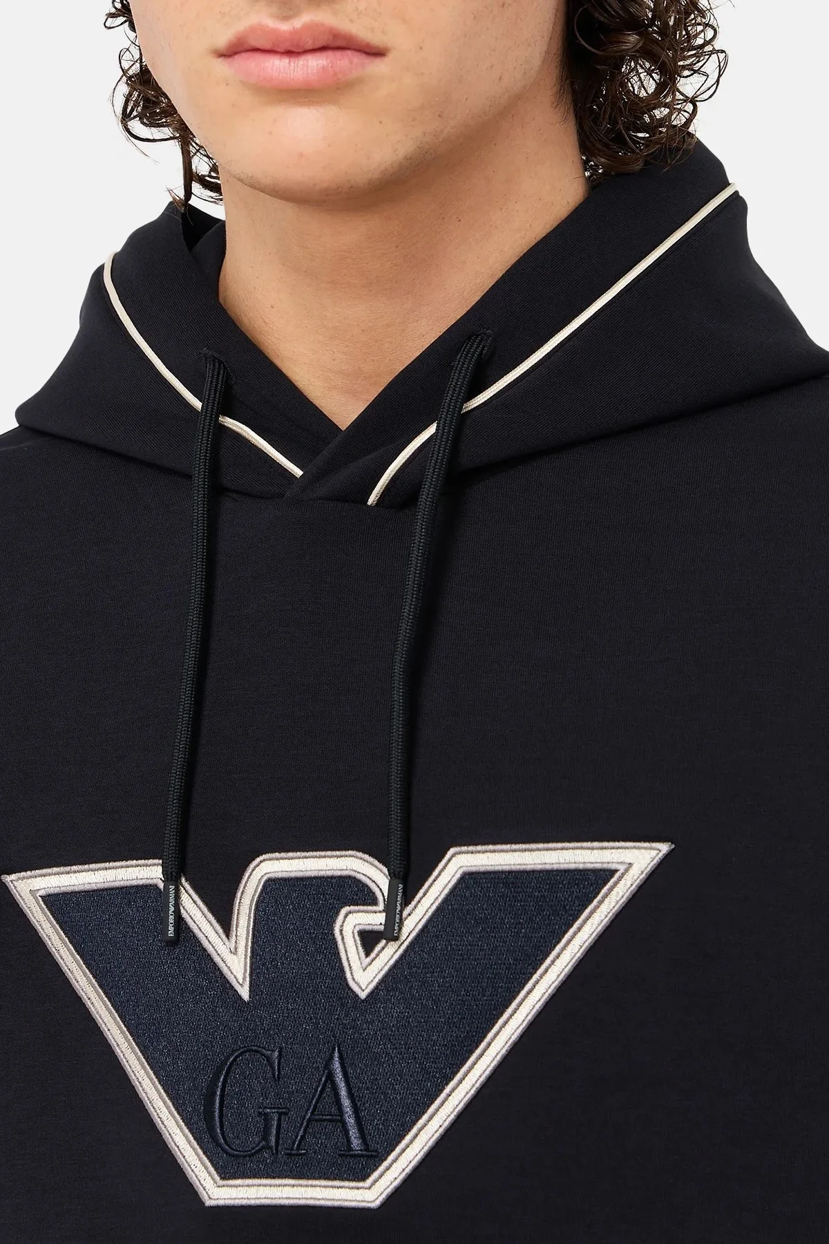 Emporio Armani Pamuklu Kapüşonlu Nakışlı Logo Baskılı Regular Fit Erkek Sweat 6R1ME5 1JHSZ 09Q5 LACİVERT - 4