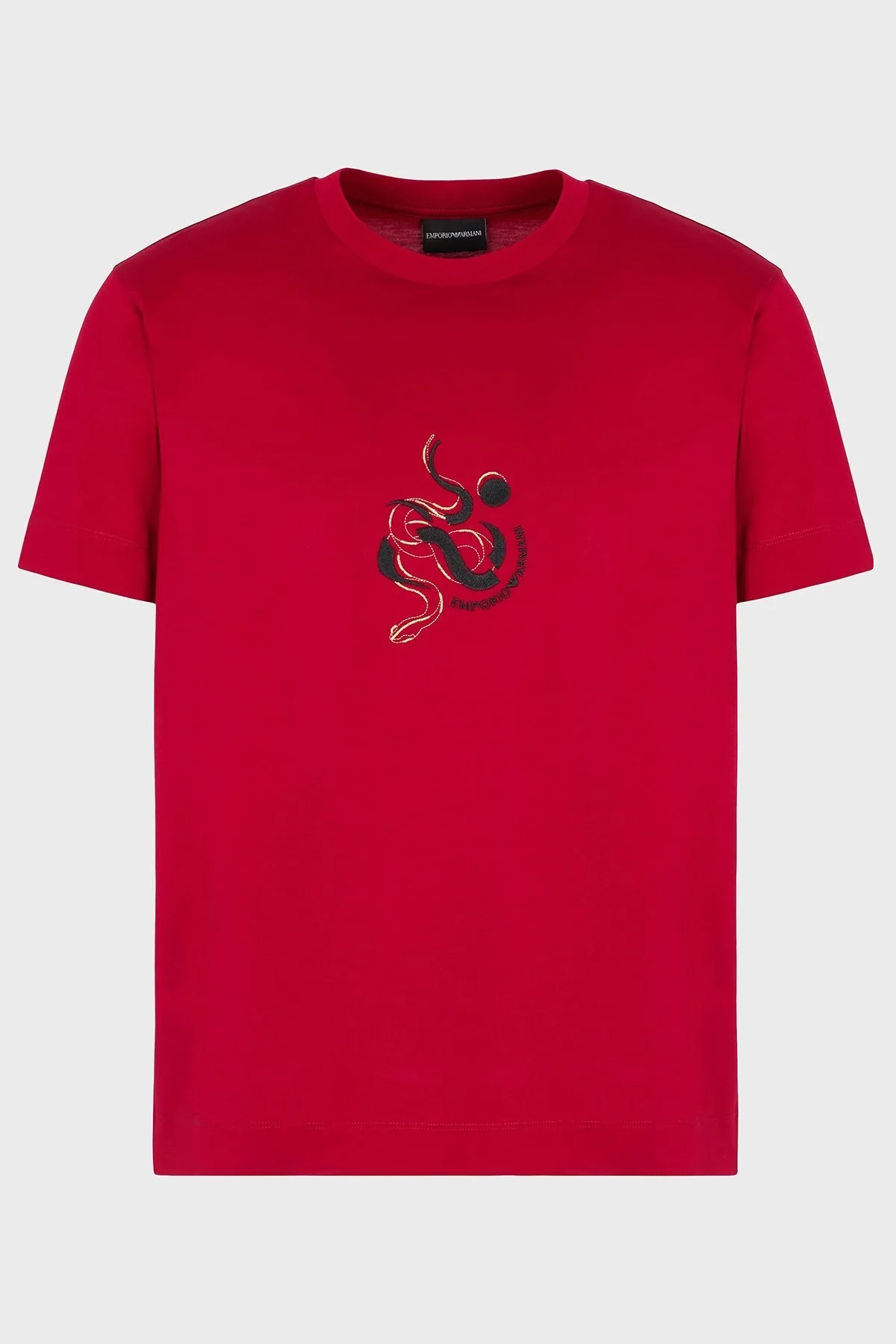 Emporio Armani Pamuklu Karışımlı Regular Fit Bisiklet Yaka Erkek T Shirt EM001702 AF10017 U5078 KIRMIZI - 5