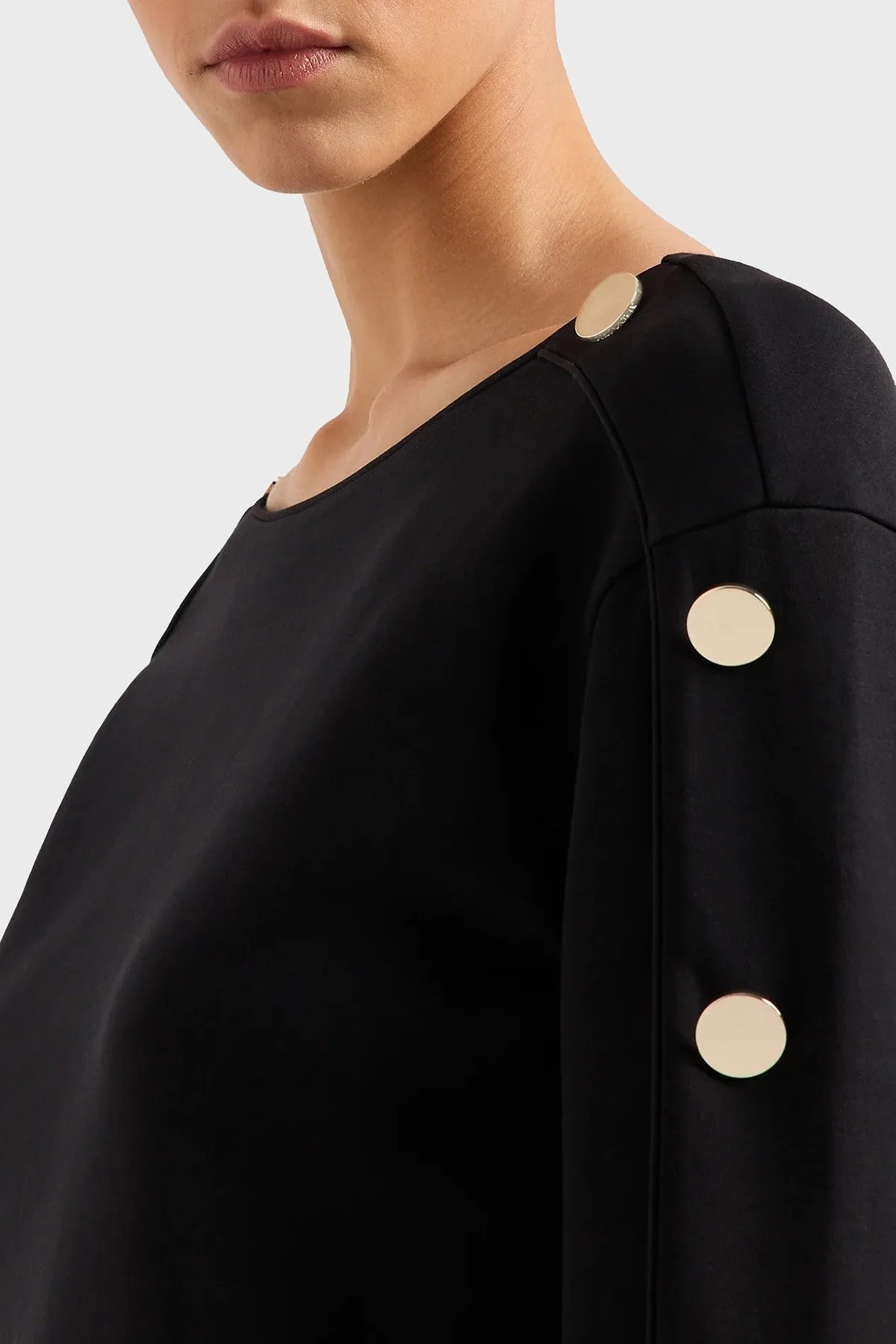 Emporio Armani Pamuklu Kayık Yaka Bayan Sweat EW000007 AF10002 UC001 SİYAH - 2