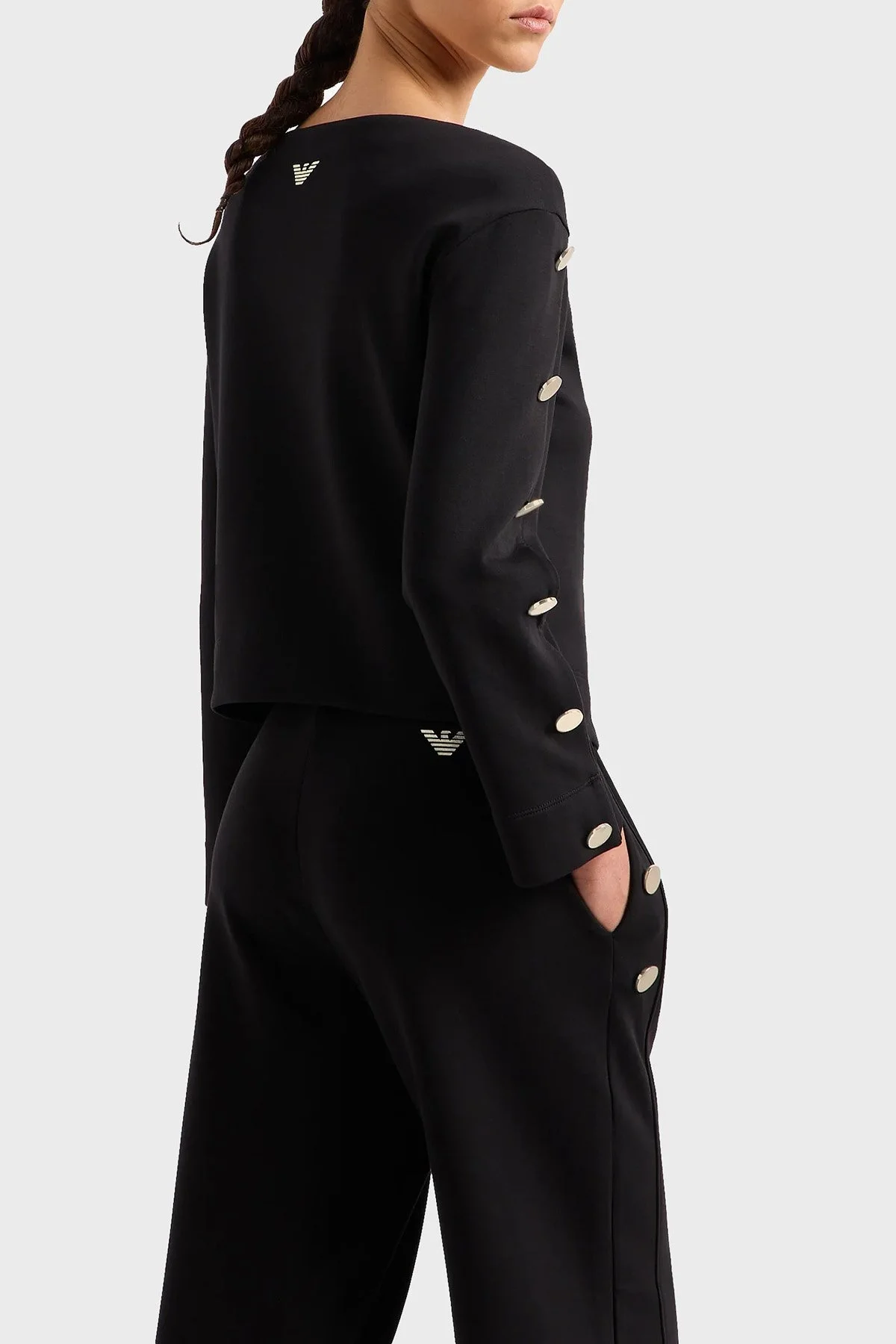 Emporio Armani Pamuklu Kayık Yaka Bayan Sweat EW000007 AF10002 UC001 SİYAH - 3