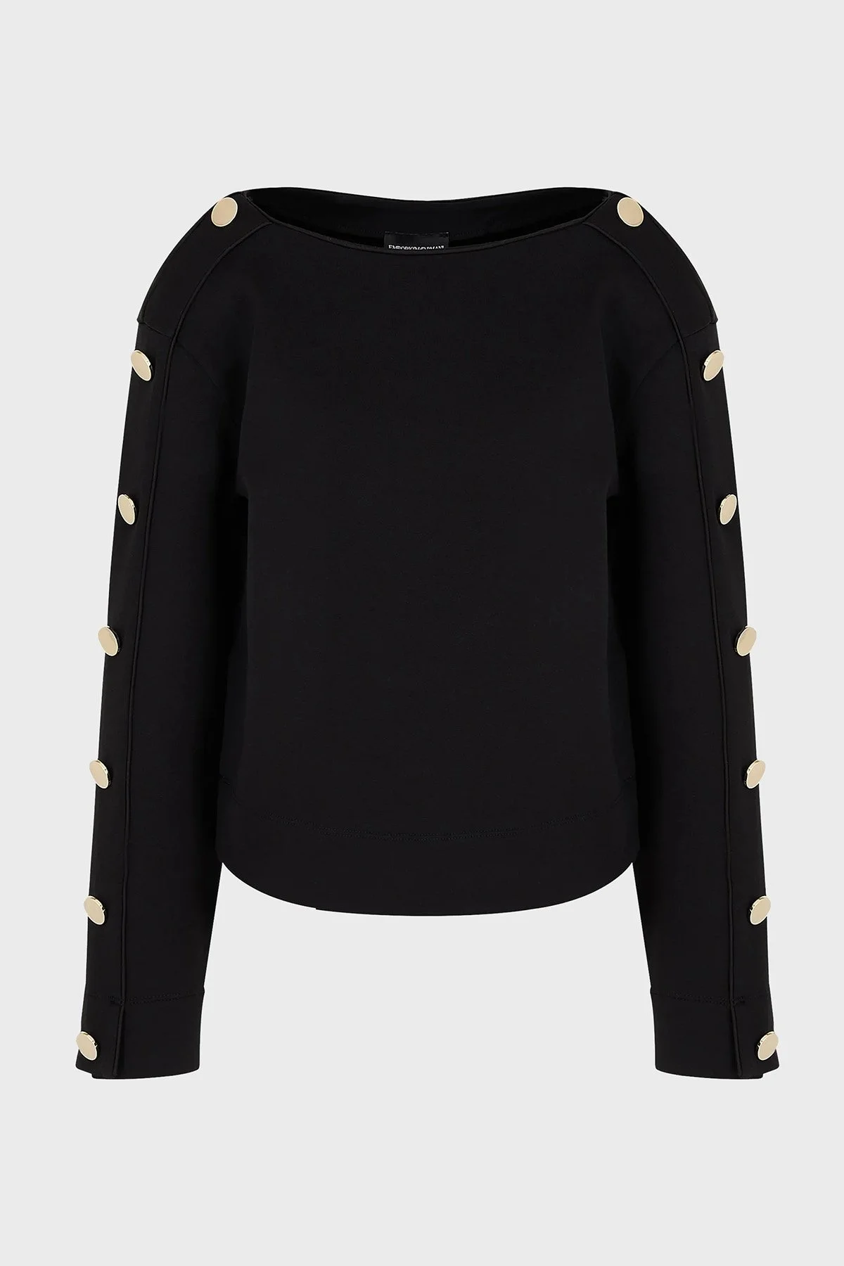 Emporio Armani Pamuklu Kayık Yaka Bayan Sweat EW000007 AF10002 UC001 SİYAH - 4