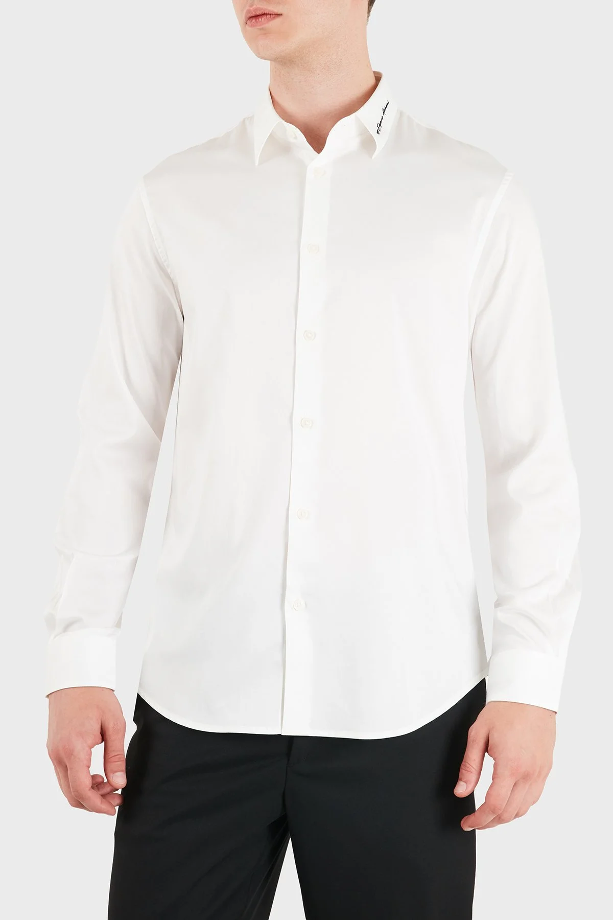 Emporio Armani Pamuklu Klasik Yaka Uzun Kollu Erkek Gömlek EM006705 AF23800 U0002 Beyaz - 1
