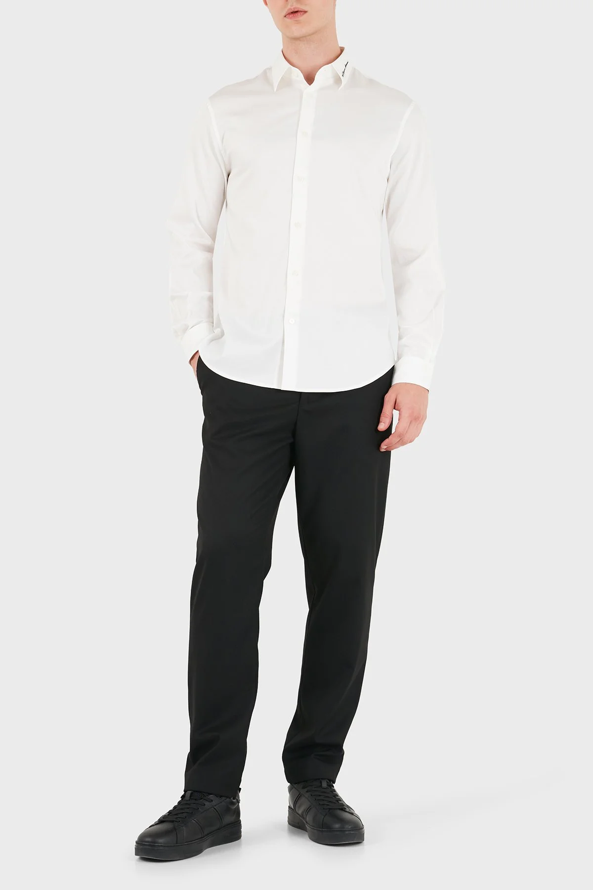 Emporio Armani Pamuklu Klasik Yaka Uzun Kollu Erkek Gömlek EM006705 AF23800 U0002 Beyaz - 4