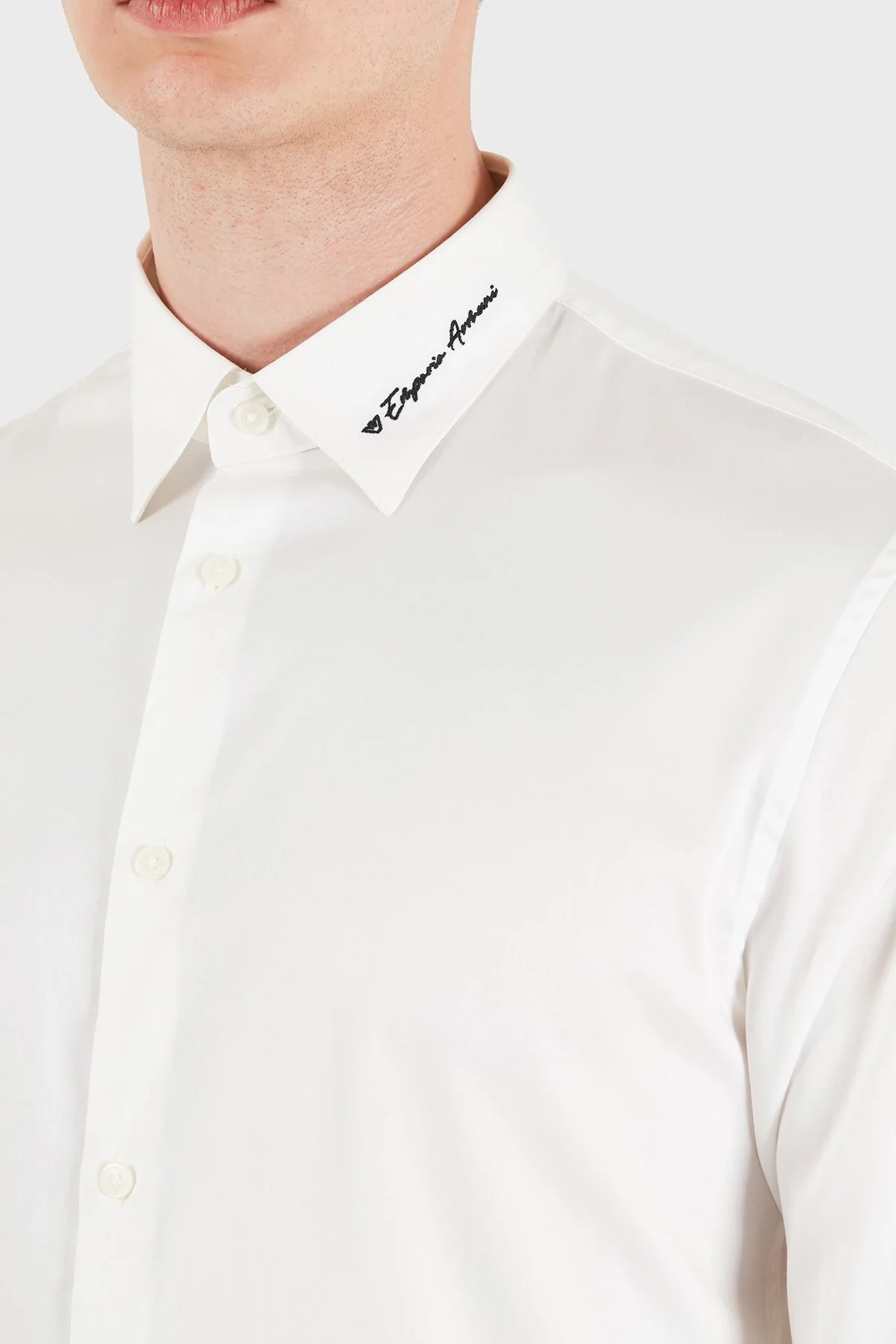 Emporio Armani Pamuklu Klasik Yaka Uzun Kollu Erkek Gömlek EM006705 AF23800 U0002 Beyaz - 5