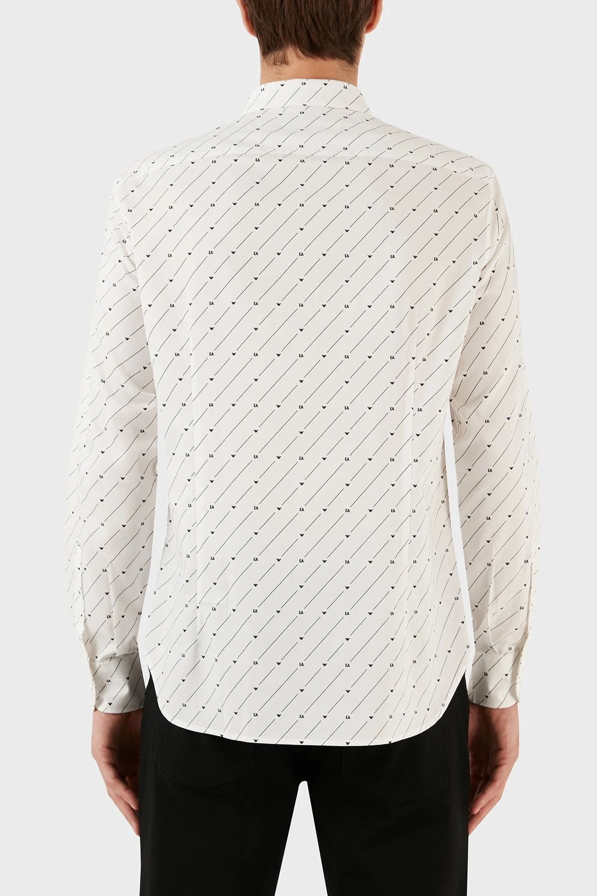 Emporio Armani Pamuklu Logo Desen Baskılı Regular Fit Erkek Gömlek 6R1C86 1NMVZ F1D8 BEYAZ - 3