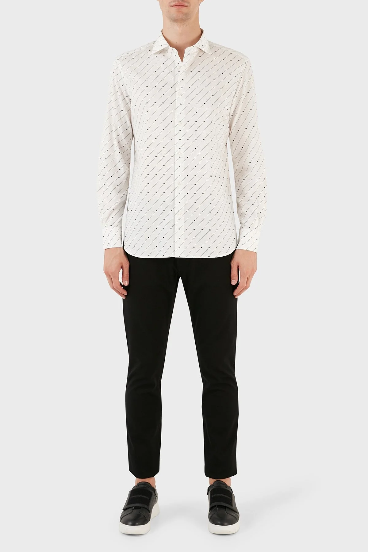 Emporio Armani Pamuklu Logo Desen Baskılı Regular Fit Erkek Gömlek 6R1C86 1NMVZ F1D8 BEYAZ - 4