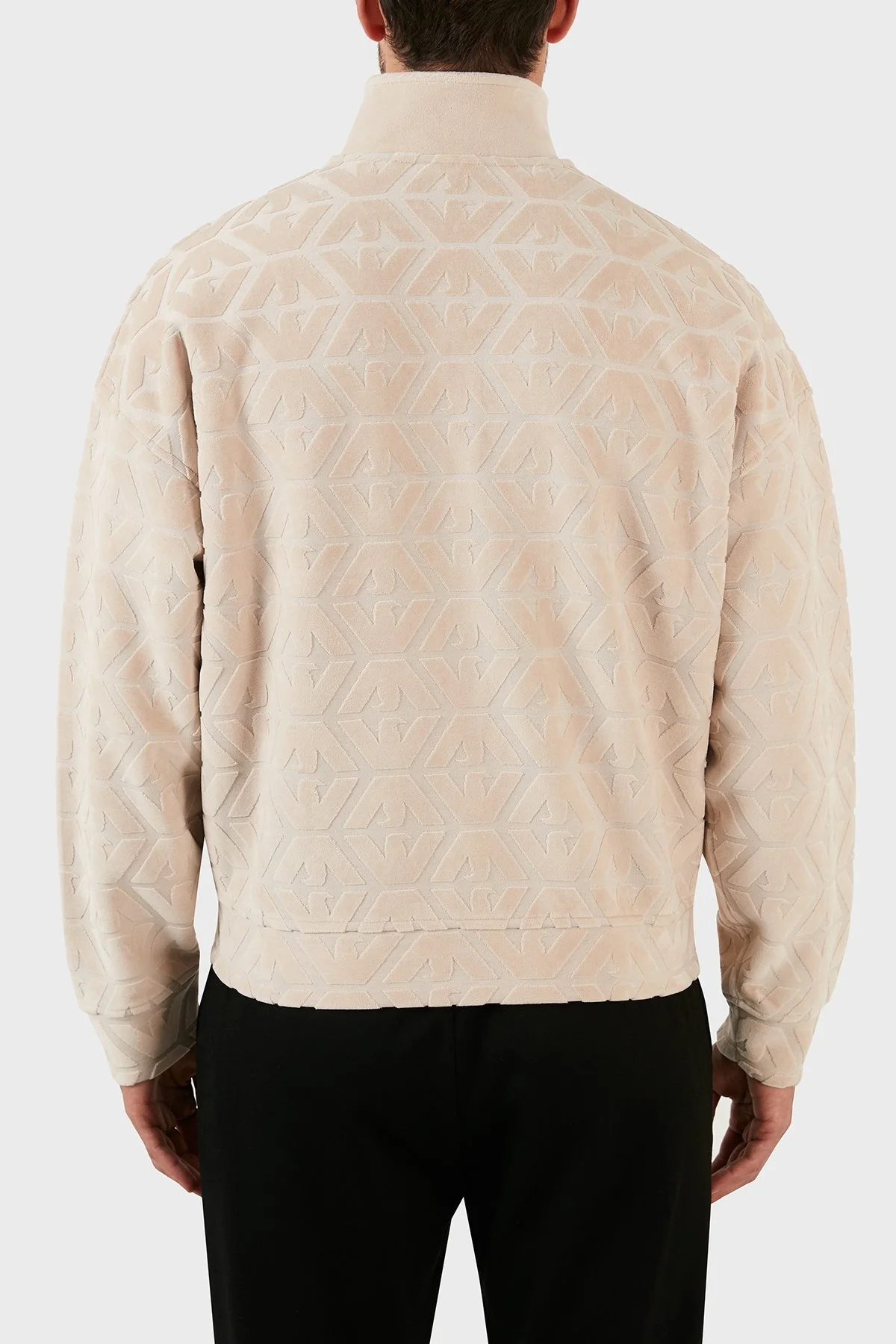 Emporio Armani Pamuklu Logo Detaylı Regular Fit Fermuarlı Dik Yaka Erkek Sweat 6L1MN1 1JIXZ 0649 BEJ - 6