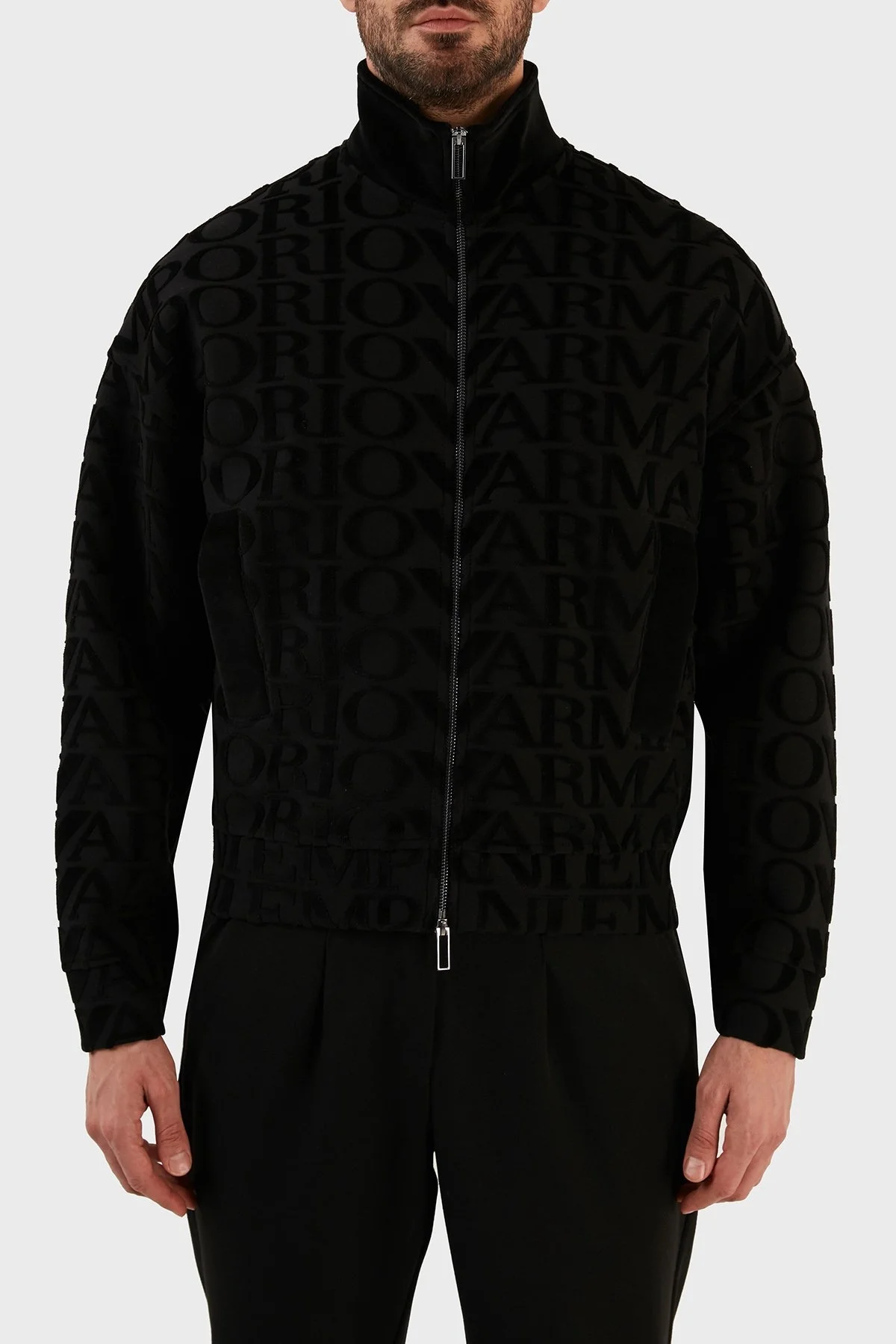 Emporio Armani Pamuklu Logo Detaylı Regular Fit Fermuarlı Dik Yaka Erkek Sweat 6L1MN1 1JIXZ 0999 SİYAH - 1