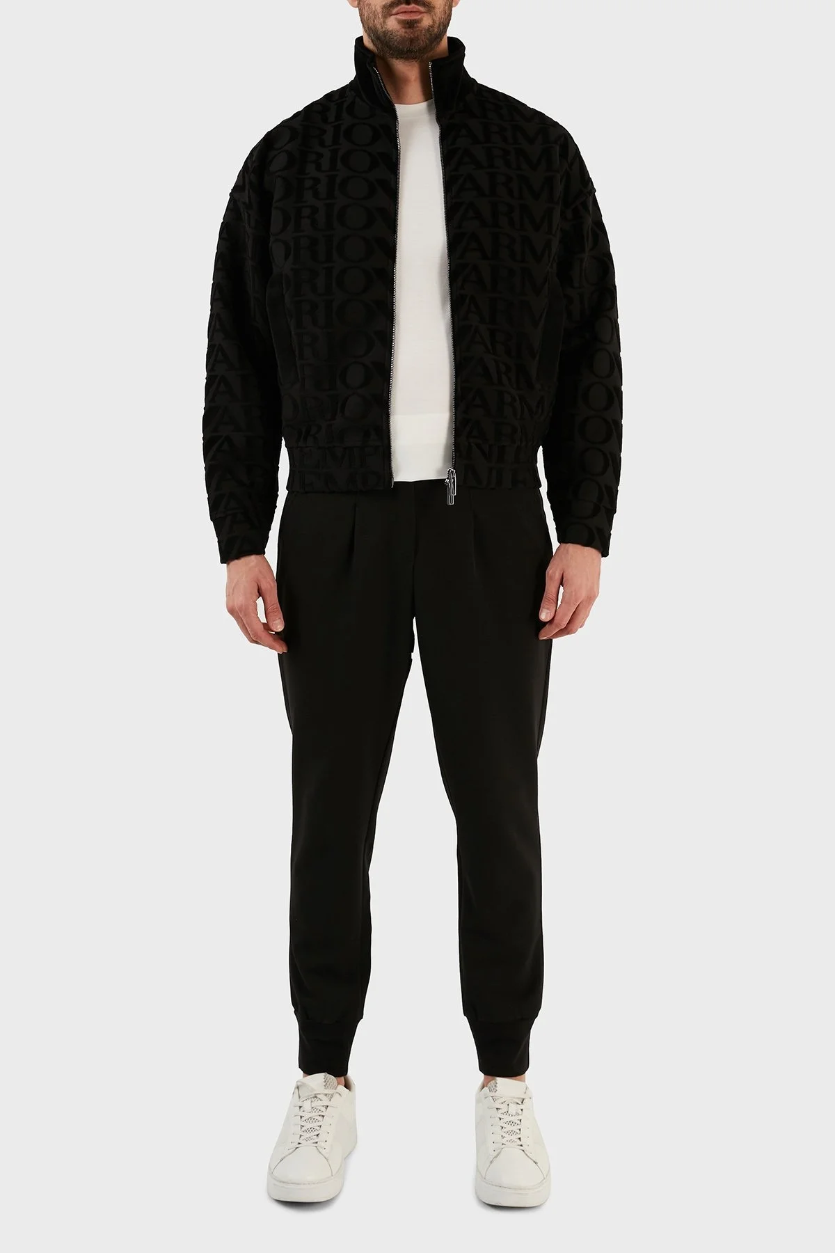 Emporio Armani Pamuklu Logo Detaylı Regular Fit Fermuarlı Dik Yaka Erkek Sweat 6L1MN1 1JIXZ 0999 SİYAH - 4