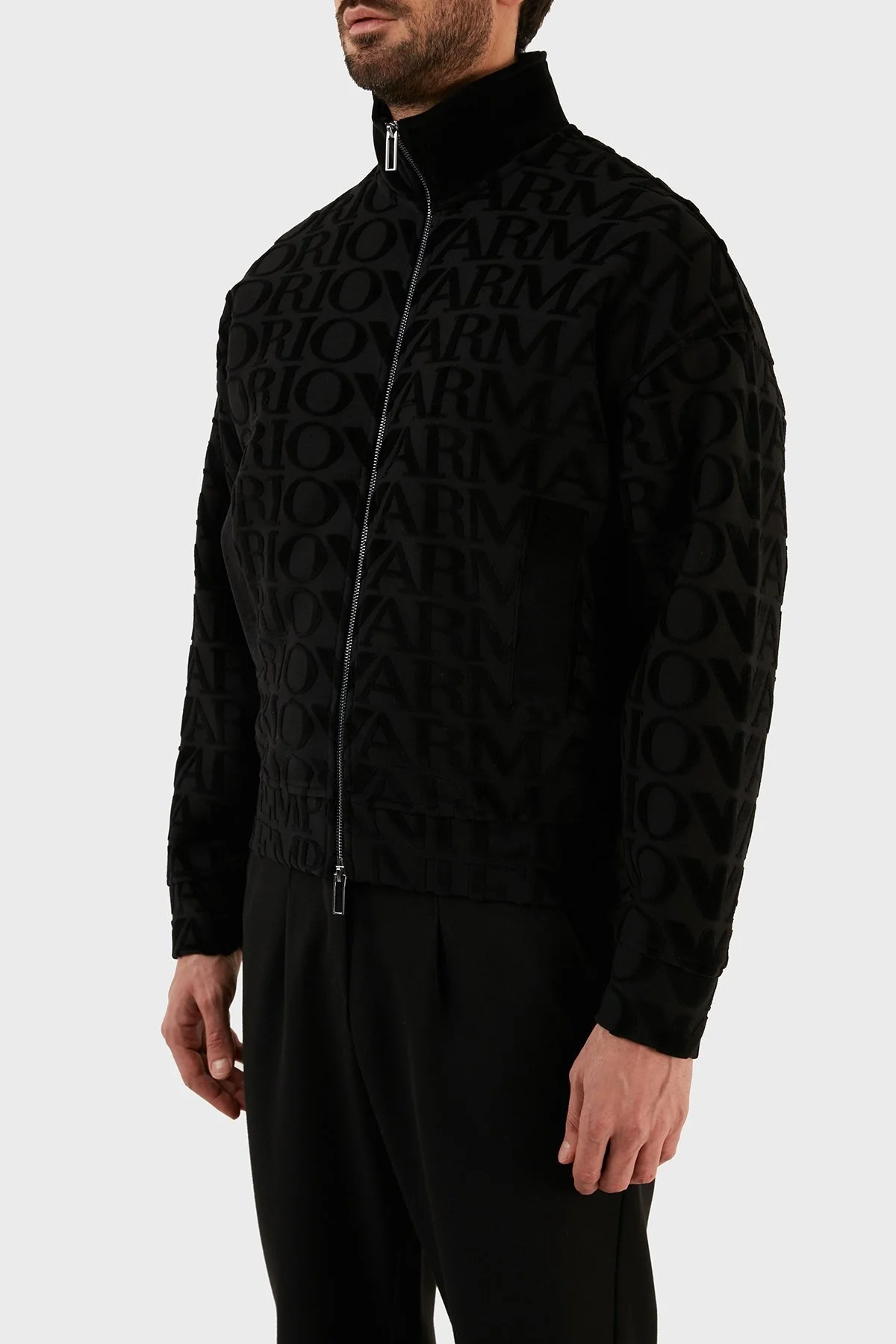 Emporio Armani Pamuklu Logo Detaylı Regular Fit Fermuarlı Dik Yaka Erkek Sweat 6L1MN1 1JIXZ 0999 SİYAH - 7