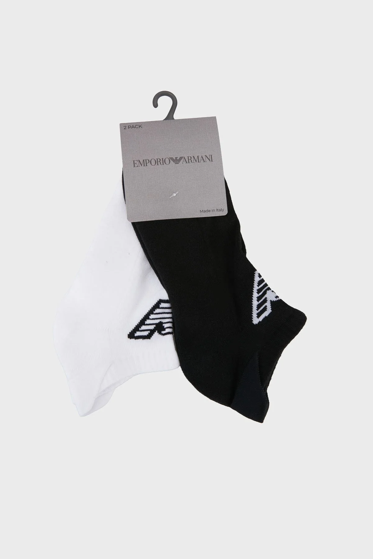 Emporio Armani Pamuklu Logolu 2 Pack Erkek Çorap EM003751 AF20084 MC001 SİYAH-BEYAZ - 2