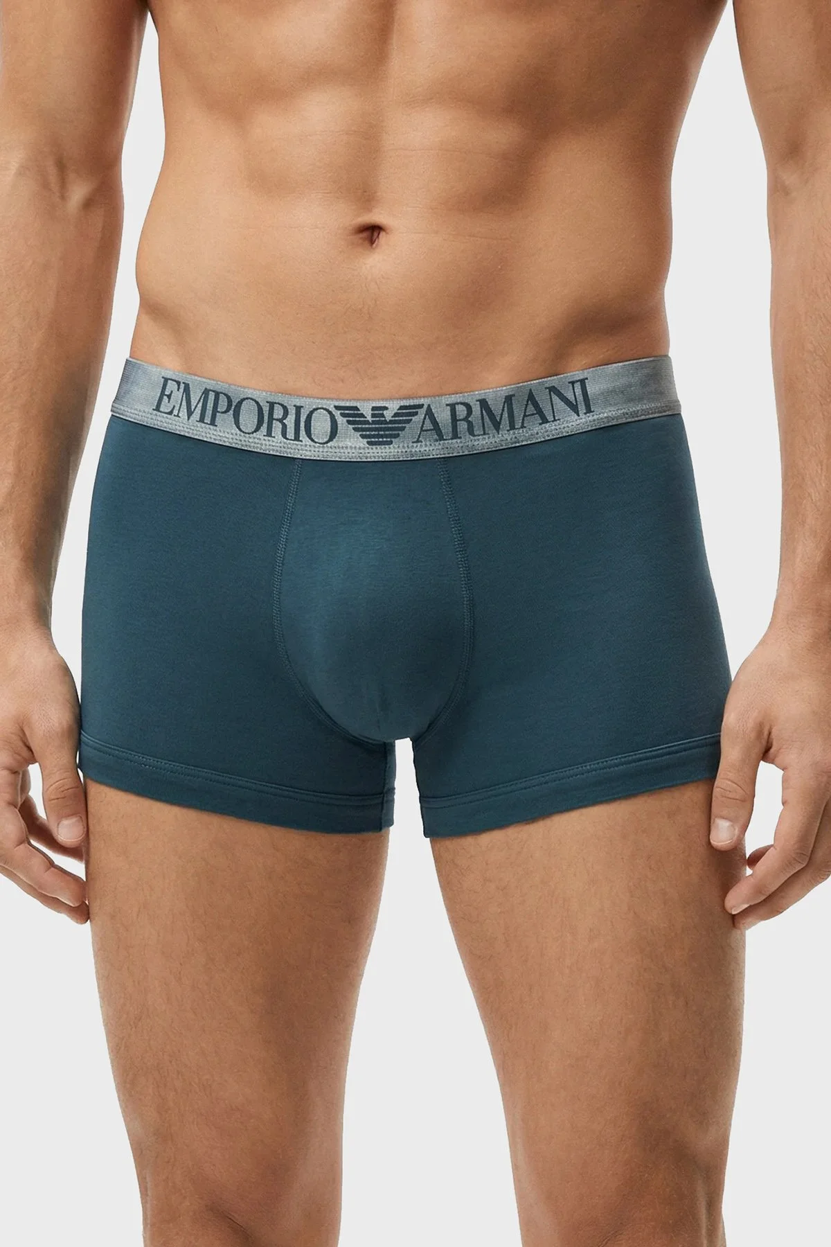 Emporio Armani Pamuklu Logolu 3 Pack Erkek Boxer EM000259 AF18886 MB396 Lacivert-Petrol-Lacivert - 2