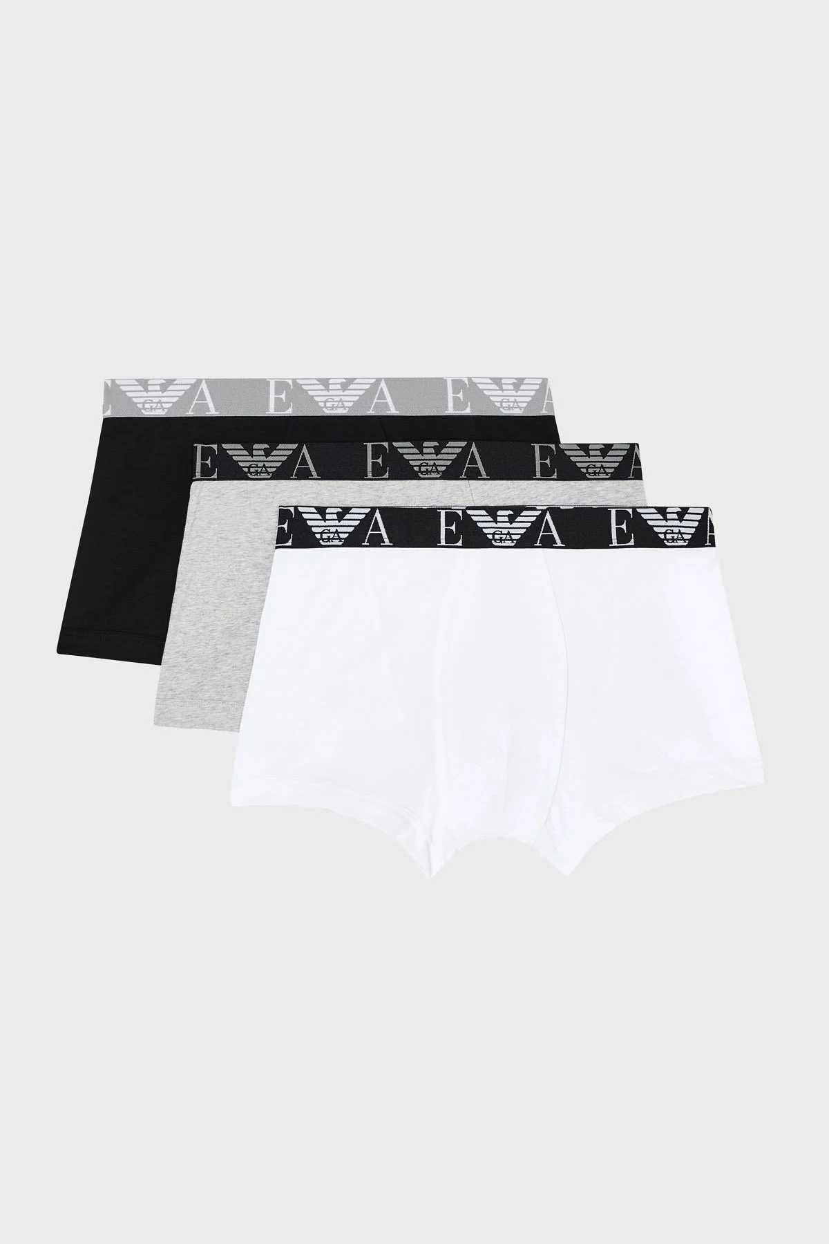 Emporio Armani Pamuklu Logolu 3 Pack Erkek Boxer EM000259 AF20668 MC197 Siyah-Gri-Beyaz - 1