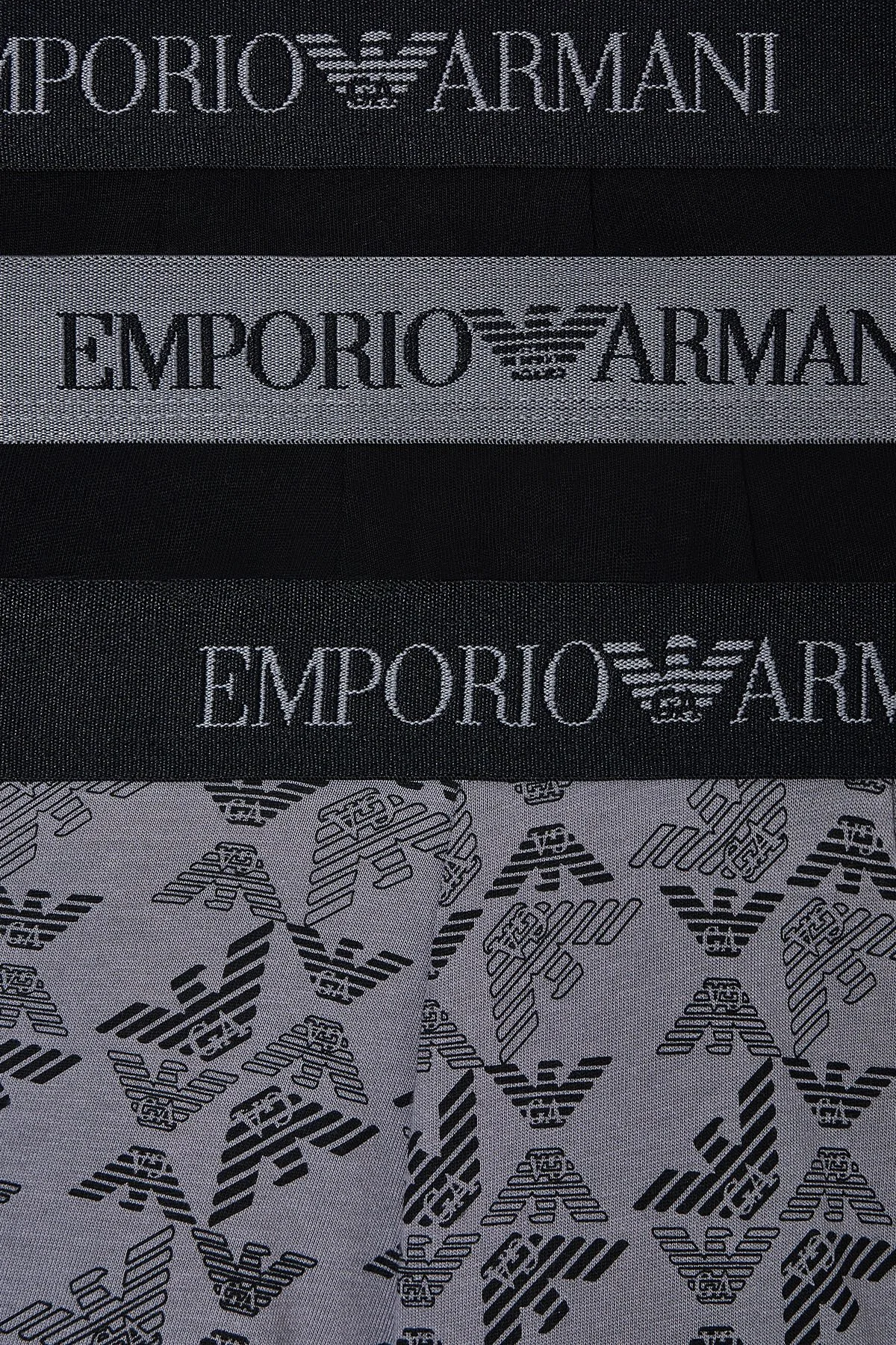 Emporio Armani Pamuklu Logolu 3 Pack Erkek Boxer EM000260 AF10800 MC200 Siyah-Gri-Siyah - 4