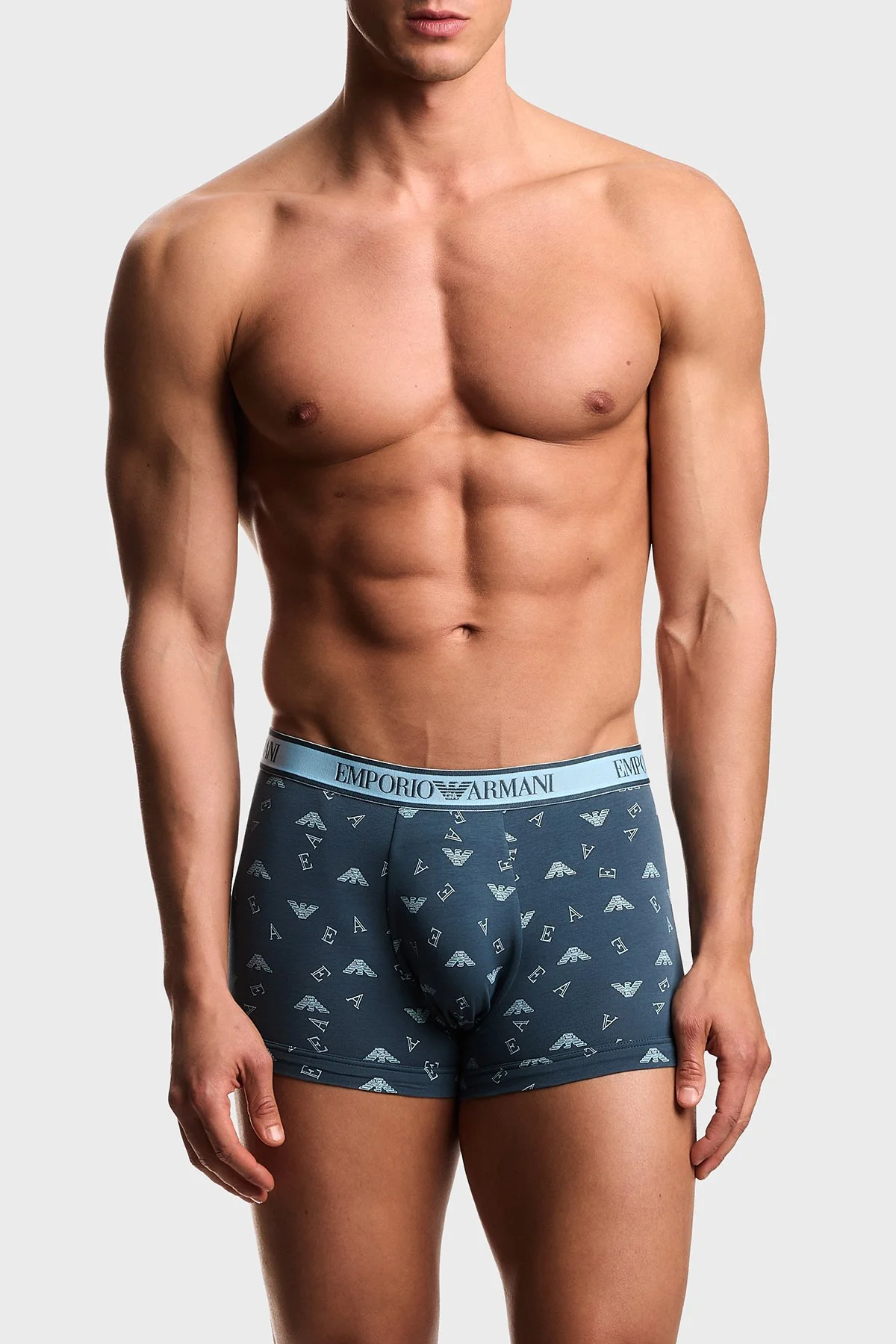 Emporio Armani Pamuklu Logolu 3 Pack Erkek Boxer EM000370 AF20669 MB148 Lacivert-Petrol-Lacivert - 2