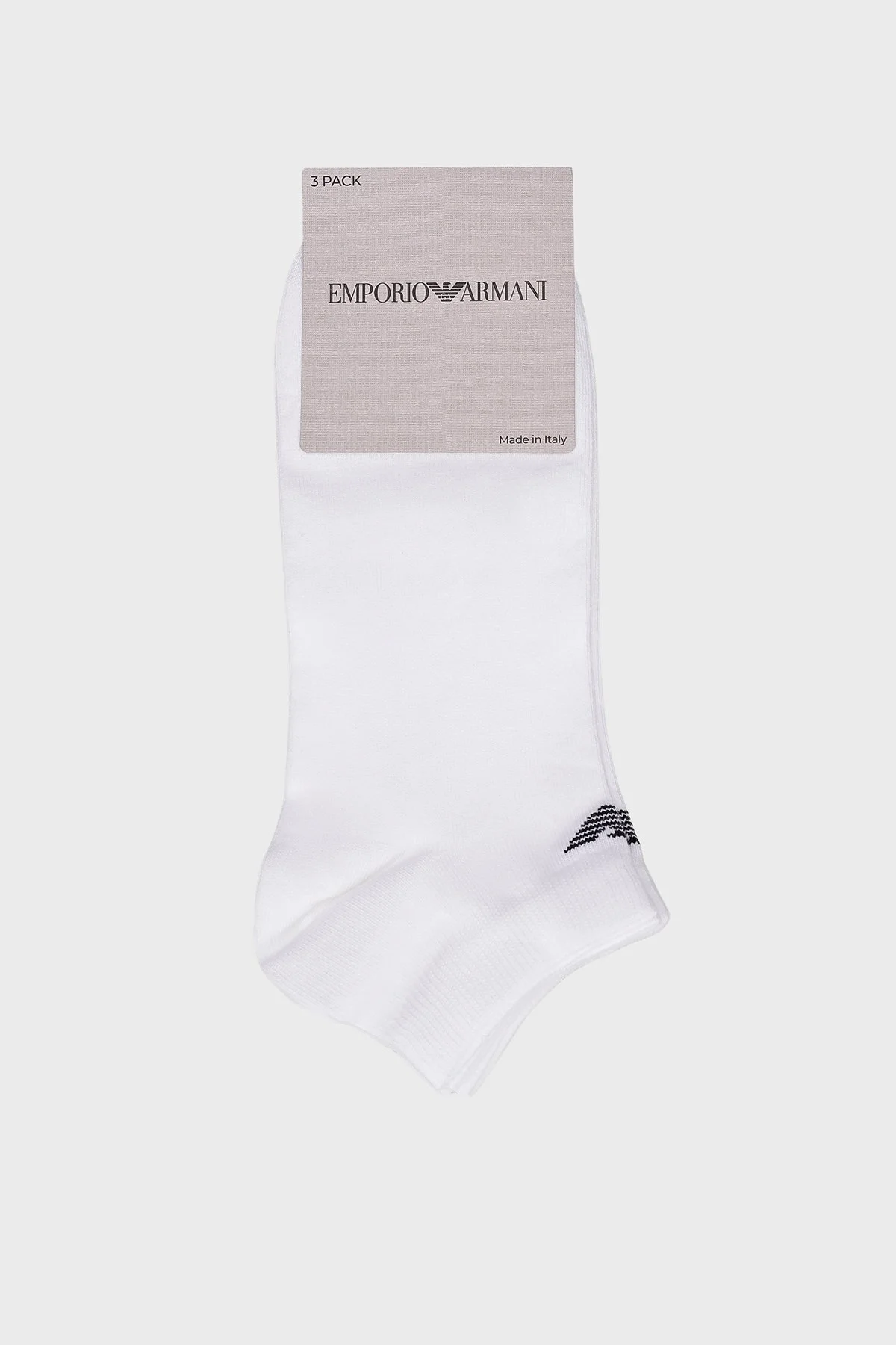 Emporio Armani Pamuklu Logolu 3 Pack Erkek Çorap EM000550 AF14446 M0066 BEYAZ - 4