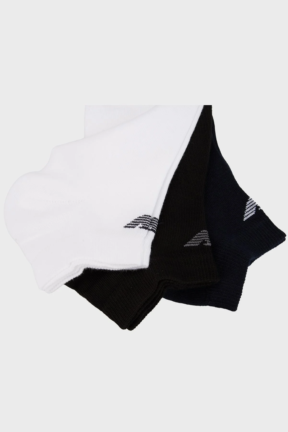 Emporio Armani Pamuklu Logolu 3 Pack Erkek Çorap EM000550 AF14446 M0091 Mavi-Siyah-Beyaz - 2