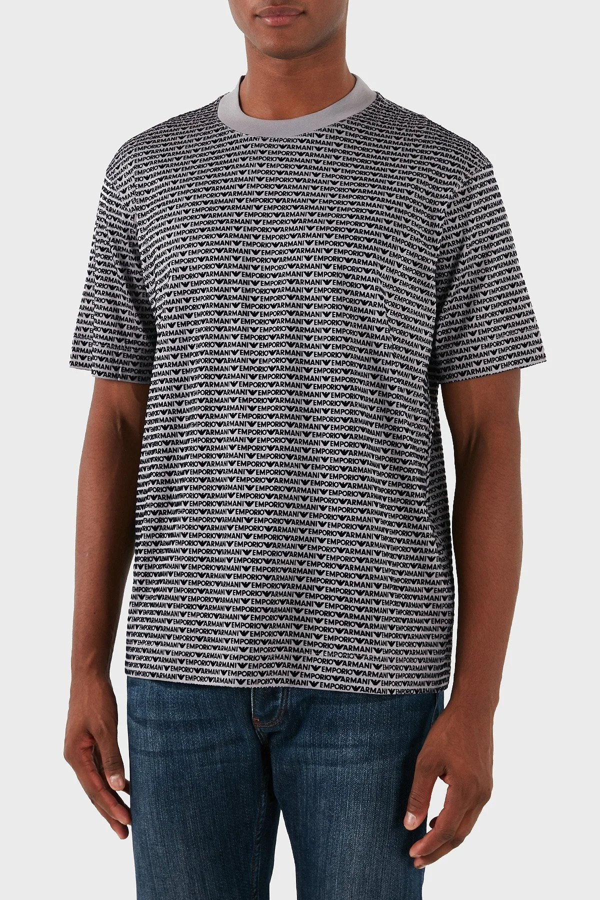 Emporio Armani Pamuklu Logolu Bisiklet Yaka Erkek T Shirt 6D1TD5 1JOSZ 06K3 GRİ - 6