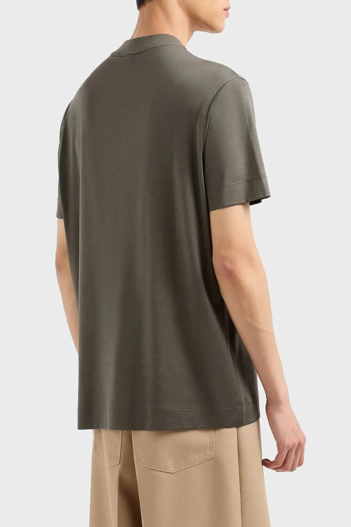 Emporio Armani Pamuklu Logolu Bisiklet Yaka Erkek T Shirt 6D1TR3 1JOSZ 0661 HAKİ - 2