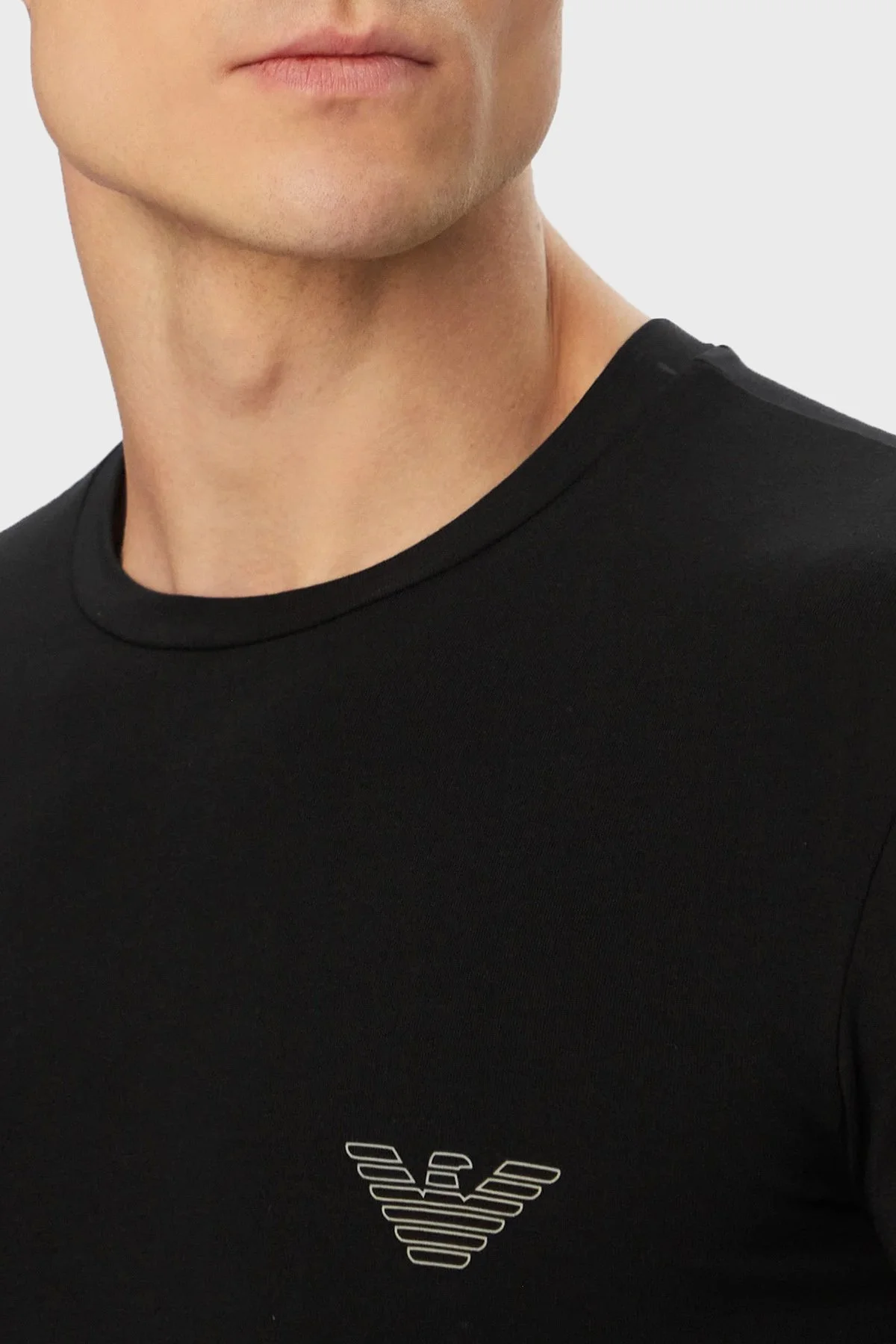 Emporio Armani Pamuklu Logolu Bisiklet Yaka Erkek T Shirt EM000375 AF18890 UC001 SİYAH - 3