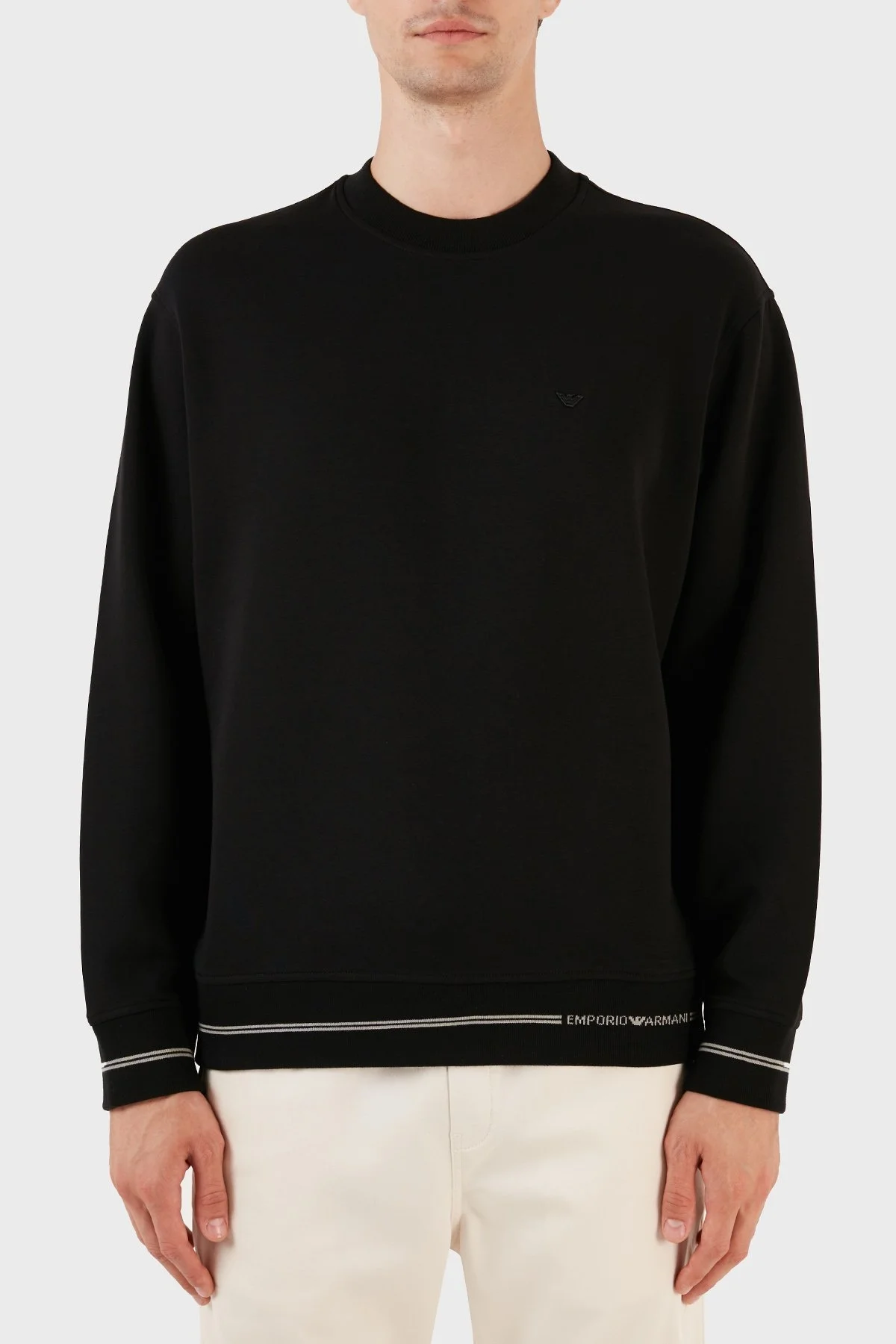 Emporio Armani Pamuklu Logolu Bisiklet Yaka Regular Fit Erkek Sweat 6R1MF2 1JHSZ 00A6 SİYAH - 1