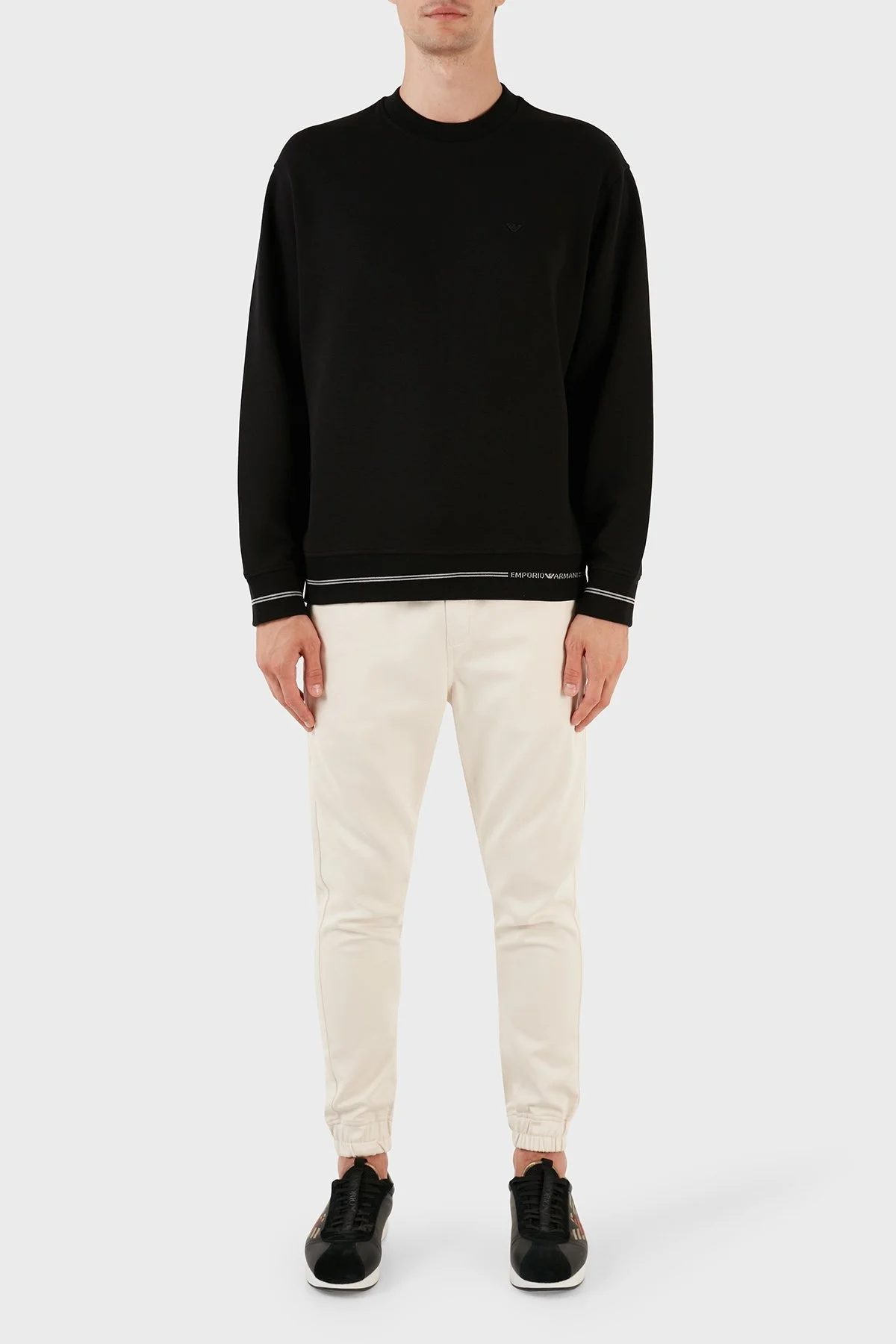 Emporio Armani Pamuklu Logolu Bisiklet Yaka Regular Fit Erkek Sweat 6R1MF2 1JHSZ 00A6 SİYAH - 4