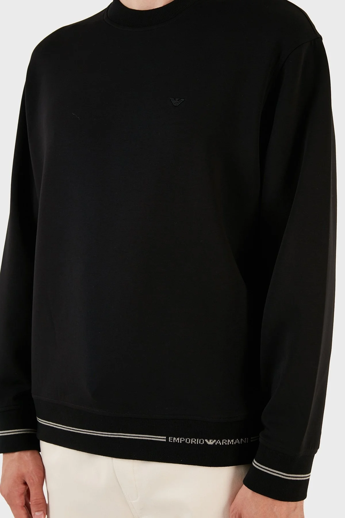 Emporio Armani Pamuklu Logolu Bisiklet Yaka Regular Fit Erkek Sweat 6R1MF2 1JHSZ 00A6 SİYAH - 6