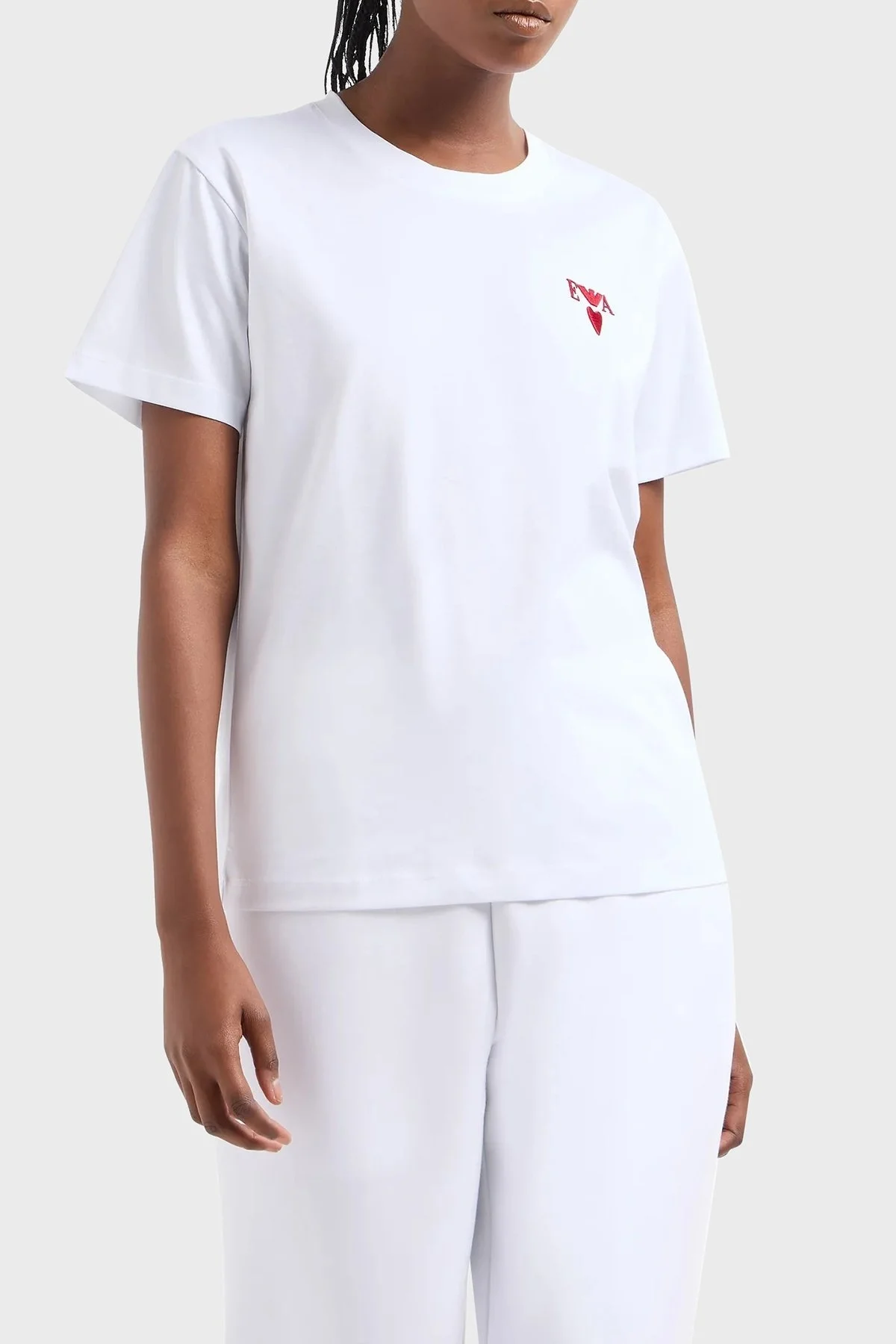 Emporio Armani Pamuklu Logolu Regular Fit Bisiklet Yaka Bayan T Shirt EW000202 AF10003 U0002 BEYAZ - 1