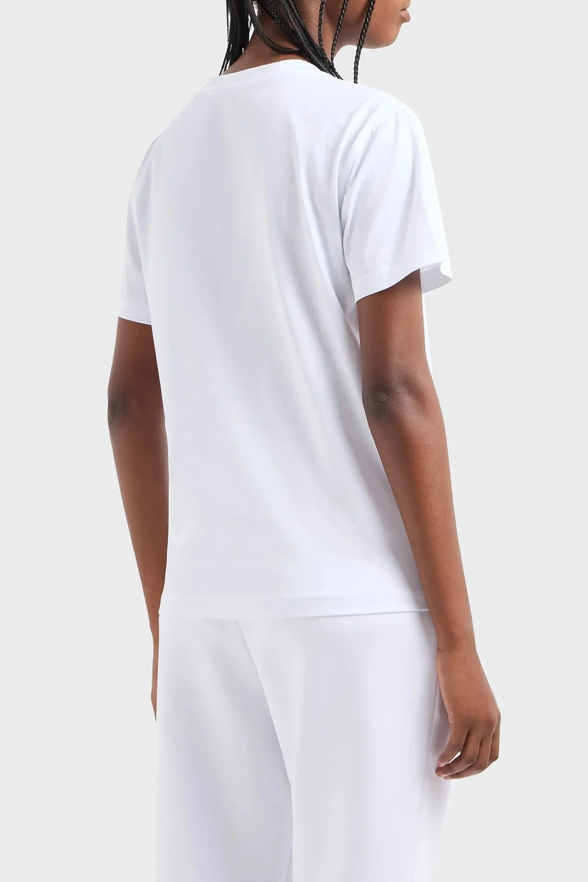 Emporio Armani Pamuklu Logolu Regular Fit Bisiklet Yaka Bayan T Shirt EW000202 AF10003 U0002 BEYAZ - 2
