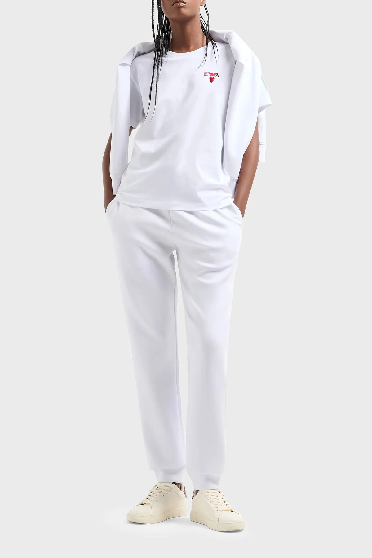 Emporio Armani Pamuklu Logolu Regular Fit Bisiklet Yaka Bayan T Shirt EW000202 AF10003 U0002 BEYAZ - 3