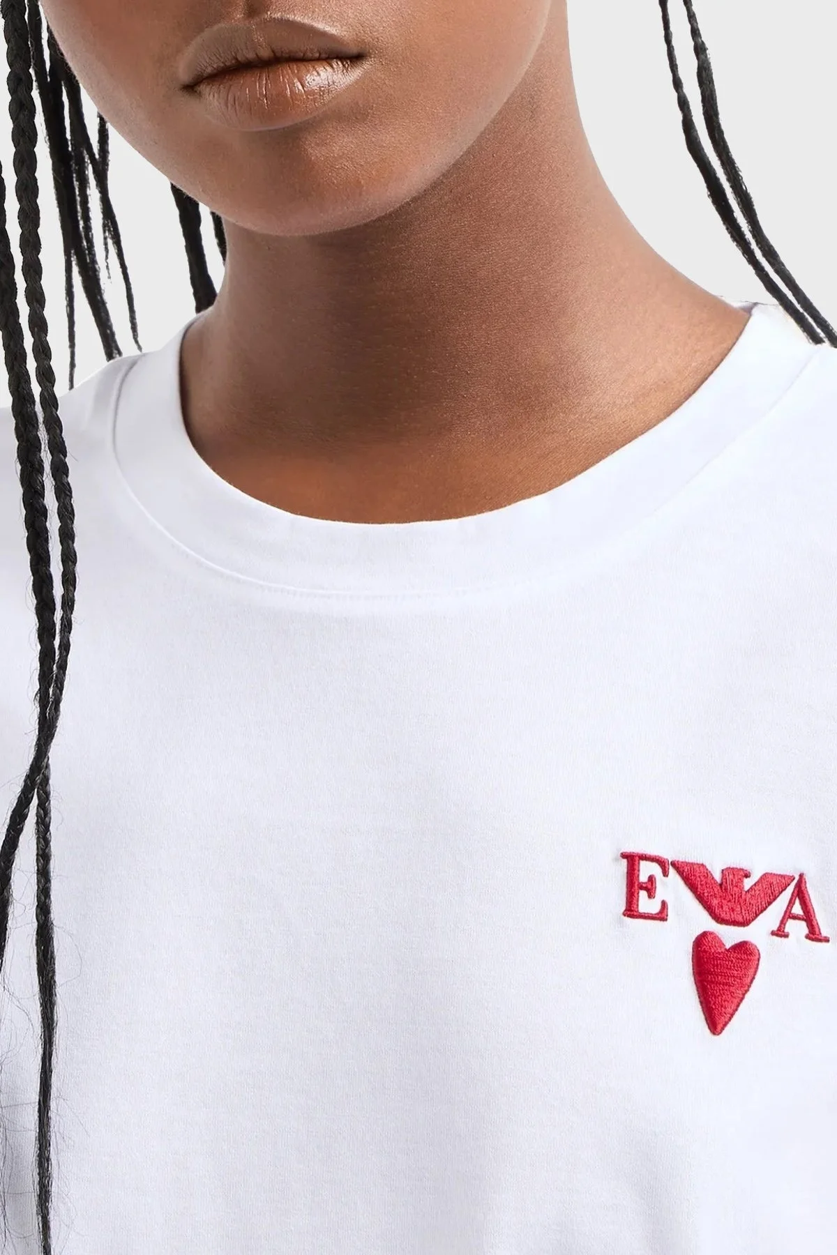 Emporio Armani Pamuklu Logolu Regular Fit Bisiklet Yaka Bayan T Shirt EW000202 AF10003 U0002 BEYAZ - 4