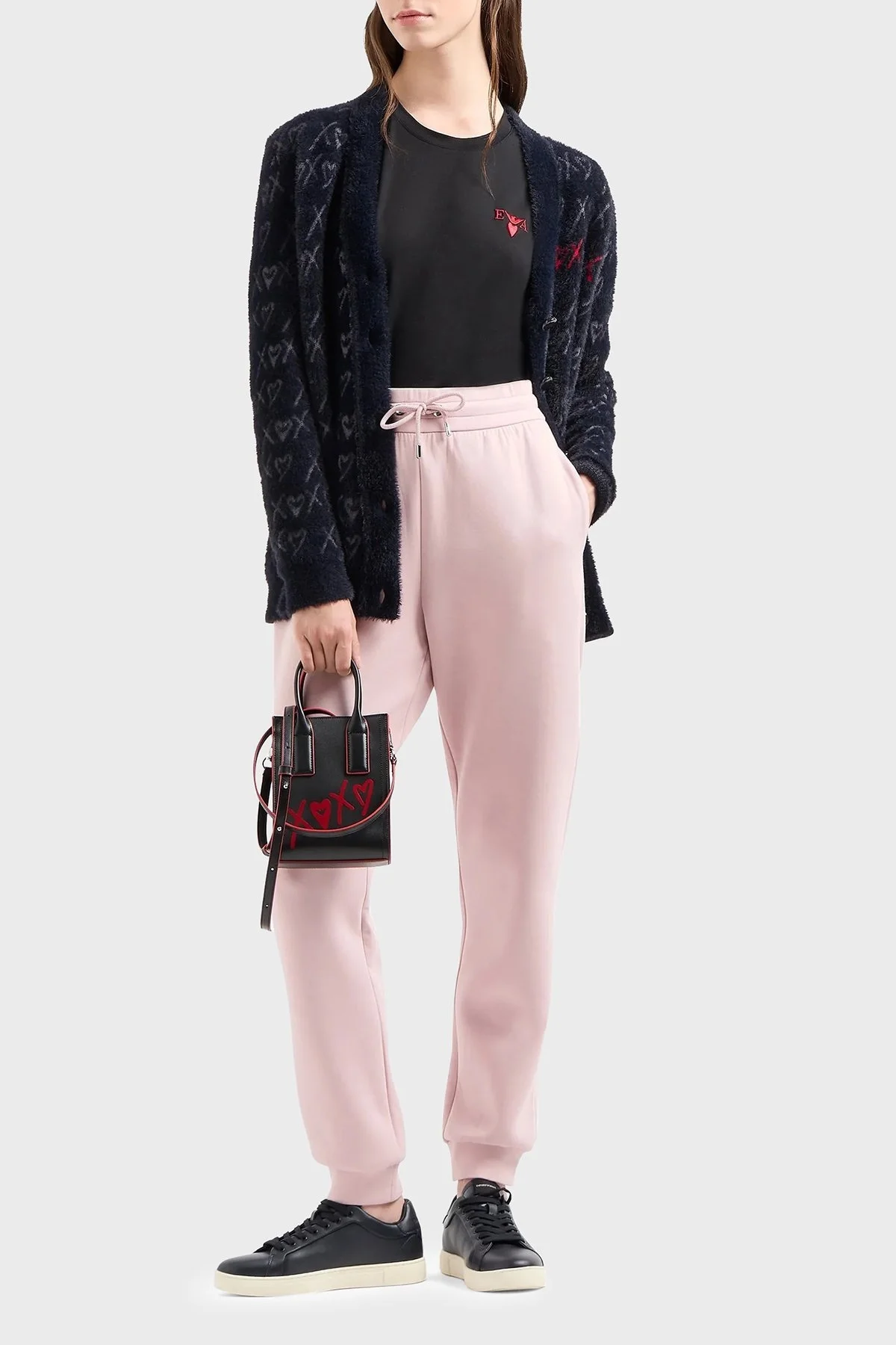 Emporio Armani Pamuklu Logolu Regular Fit Bisiklet Yaka Bayan T Shirt EW000202 AF10003 UC001 SİYAH - 7