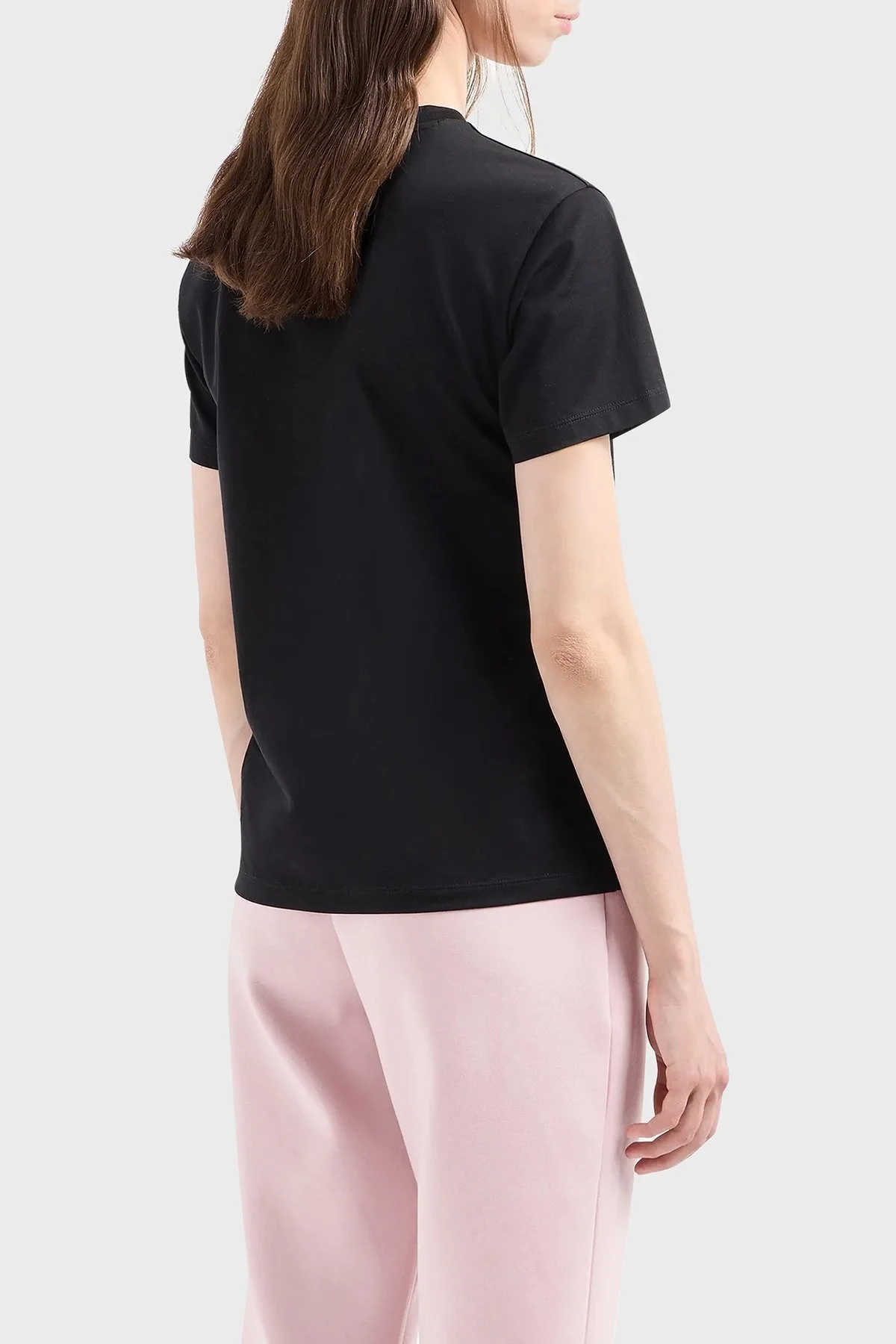 Emporio Armani Pamuklu Logolu Regular Fit Bisiklet Yaka Bayan T Shirt EW000202 AF10003 UC001 SİYAH - 8