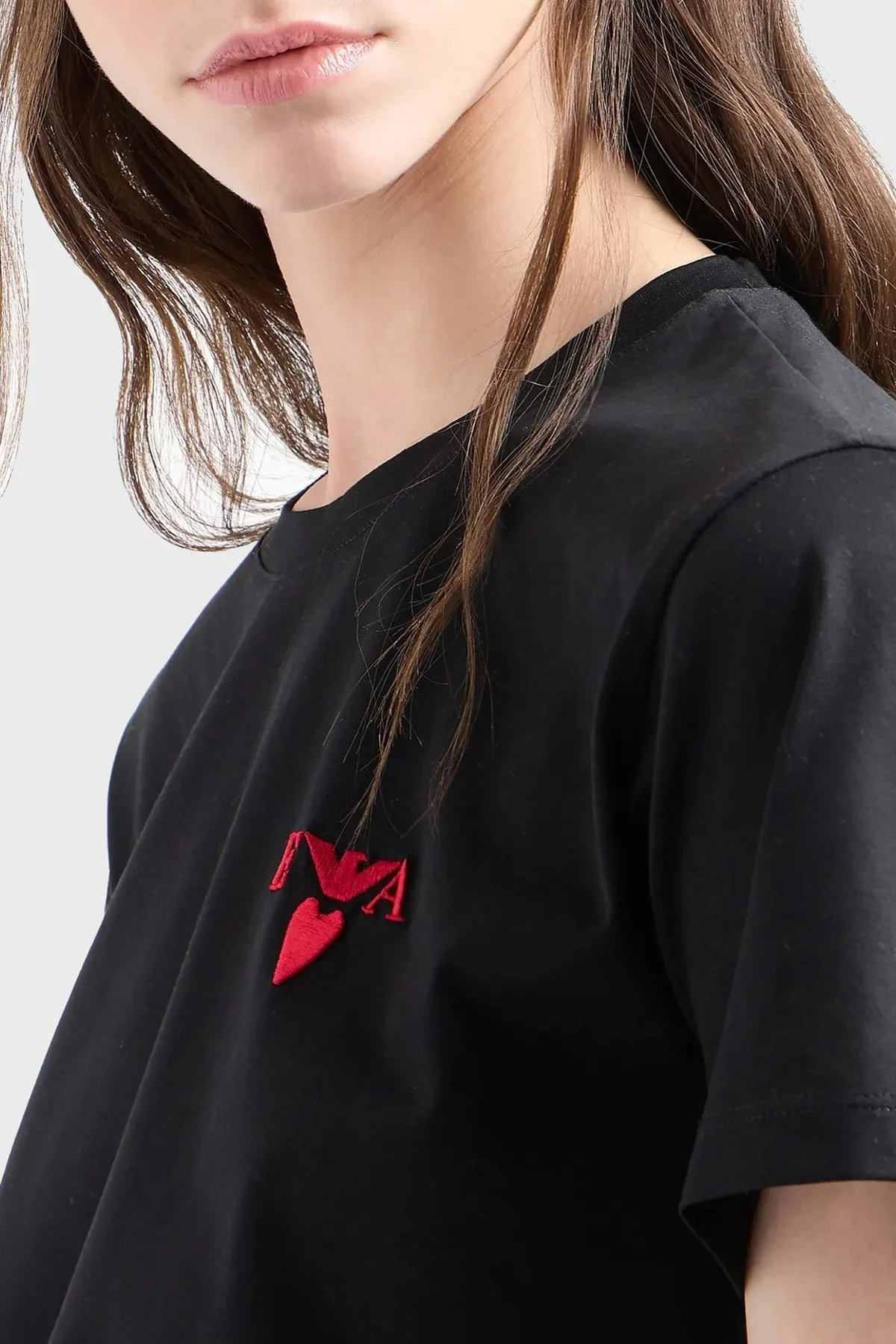 Emporio Armani Pamuklu Logolu Regular Fit Bisiklet Yaka Bayan T Shirt EW000202 AF10003 UC001 SİYAH - 9