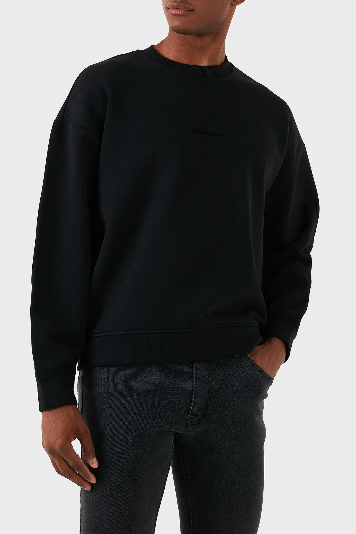 Emporio Armani Pamuklu Logolu Regular Fit Bisiklet Yaka Erkek Sweat 6D1M95 1JTAZ 0999 SİYAH - 1